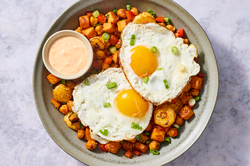 Tex-Mex Sweet Potato Hash and Eggs