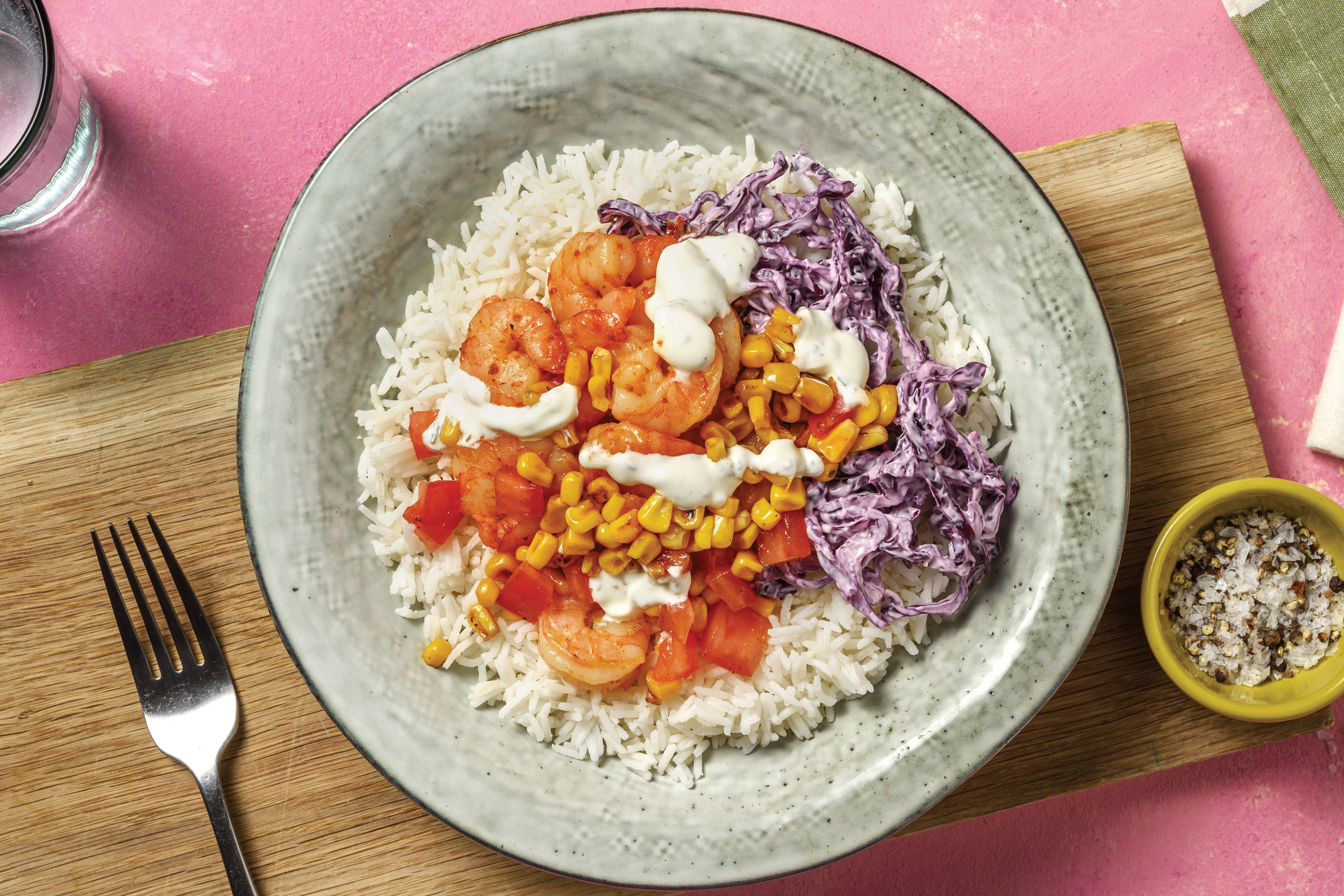 American-Spiced Prawns & Garlic Rice