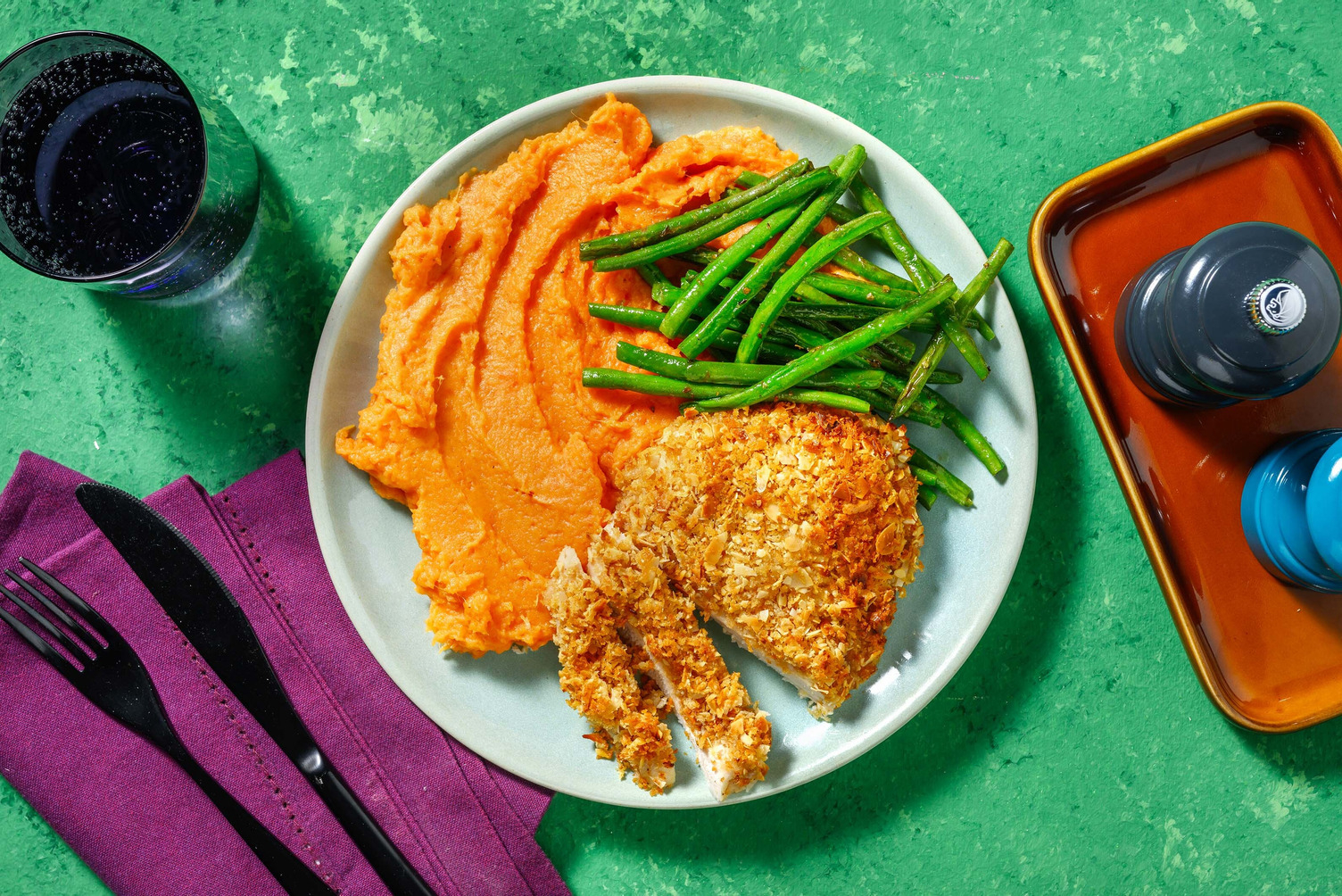 Hauts de cuisse de poulet en croûte d’amandes