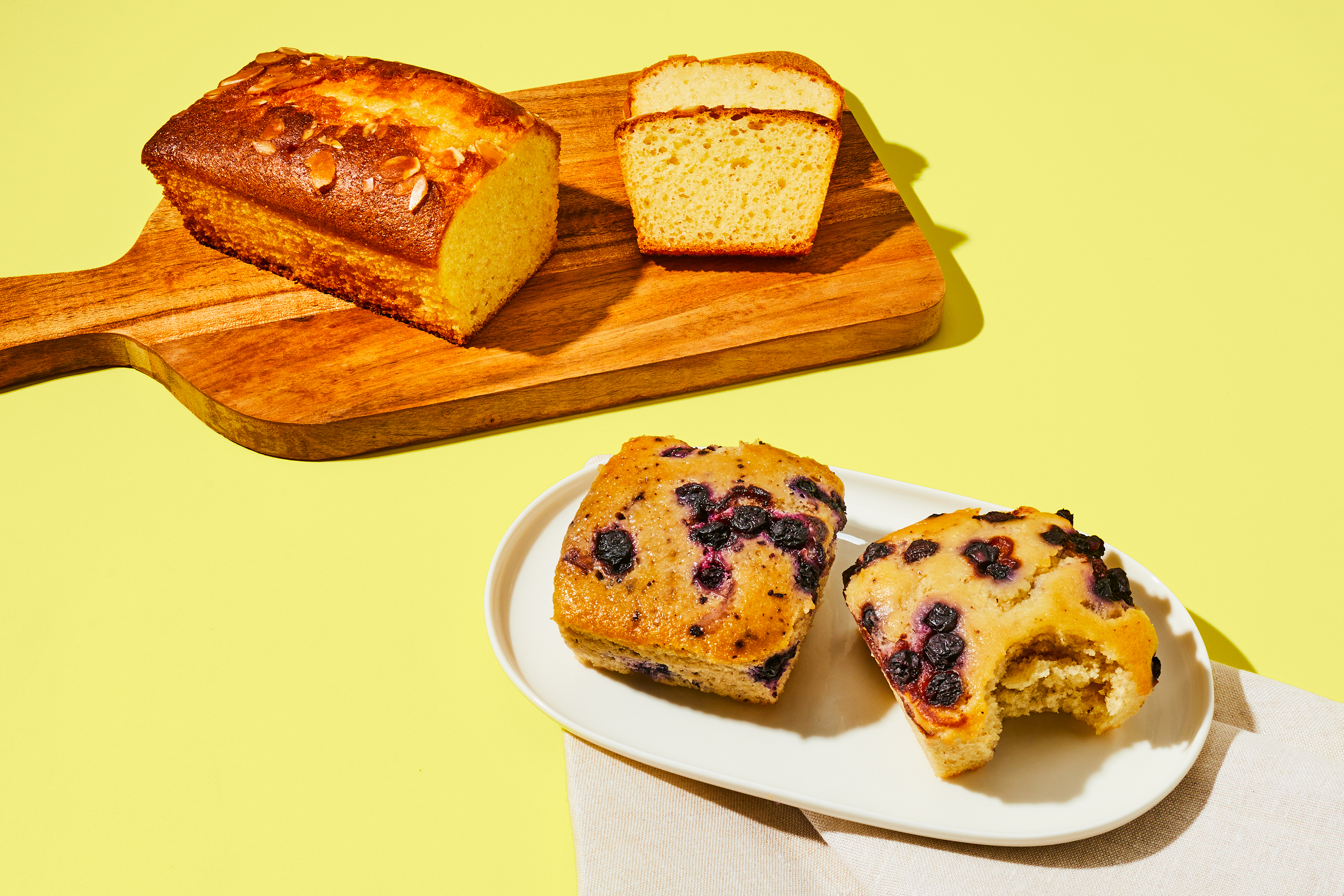 Almond Loaf Cake + Blueberry Muffins