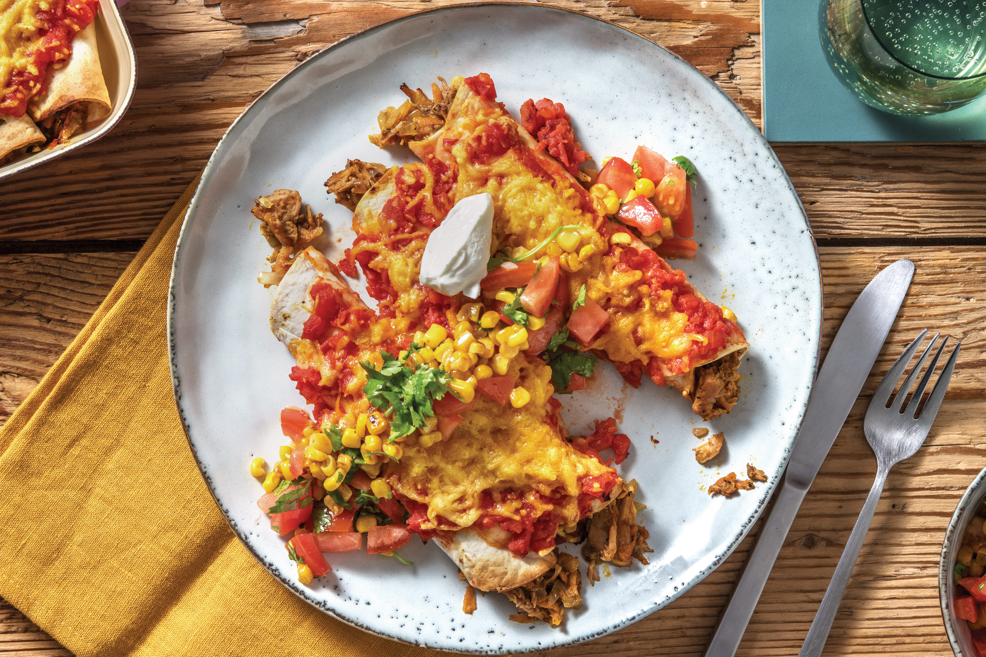 American BBQ Pulled Pork Enchiladas