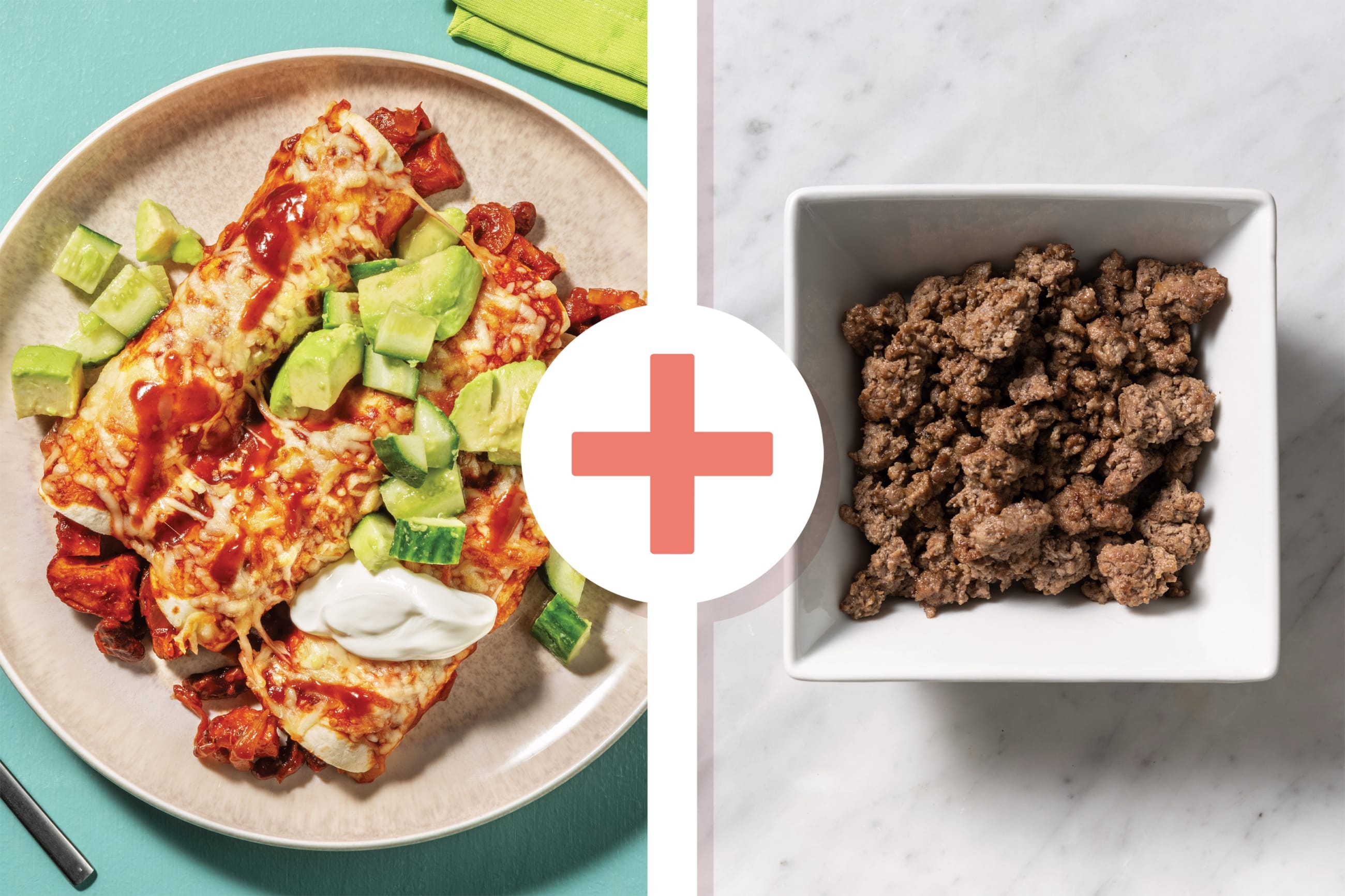 American Kumara & Beef Enchiladas