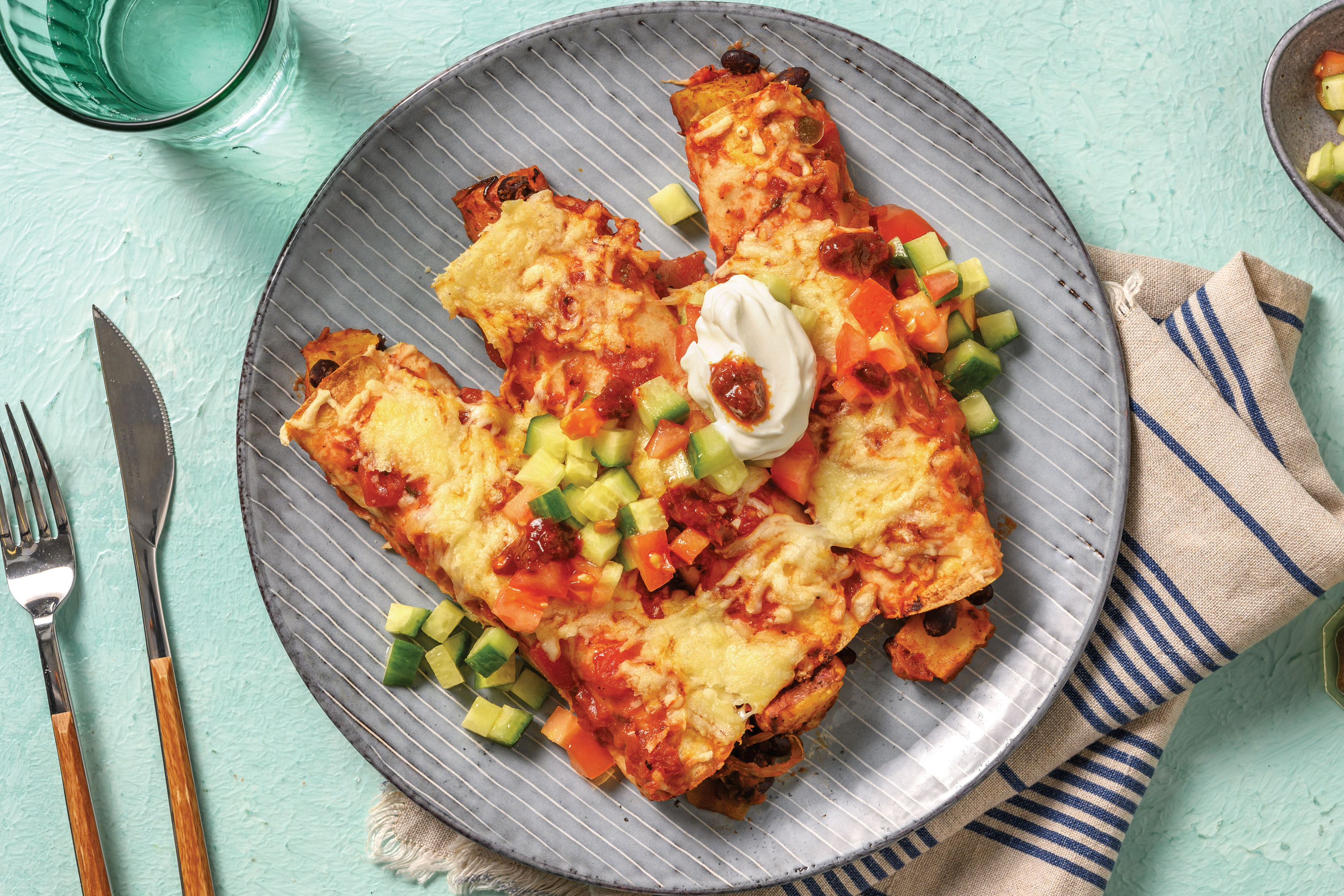 American Kumara & Black Bean Enchiladas