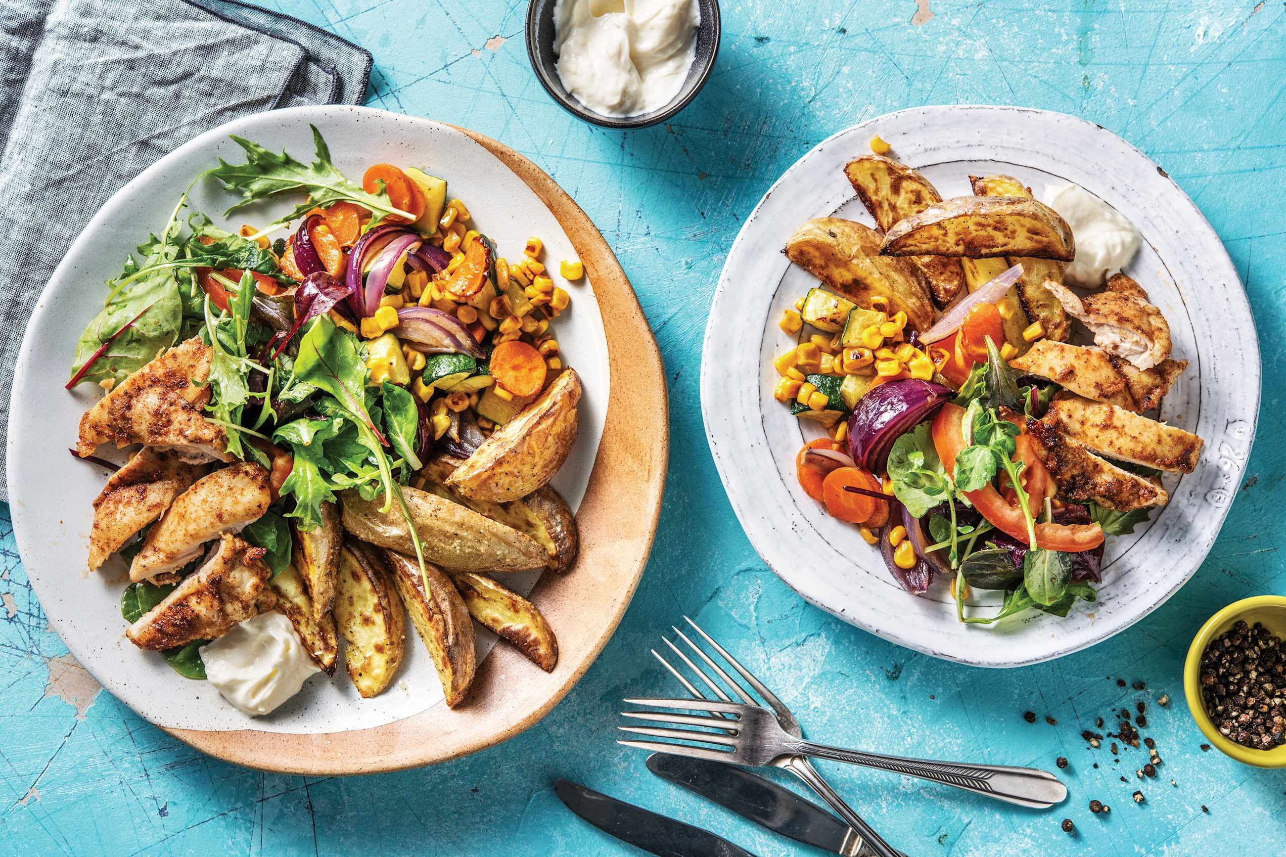 American Chicken & Veggie Tray Bake 