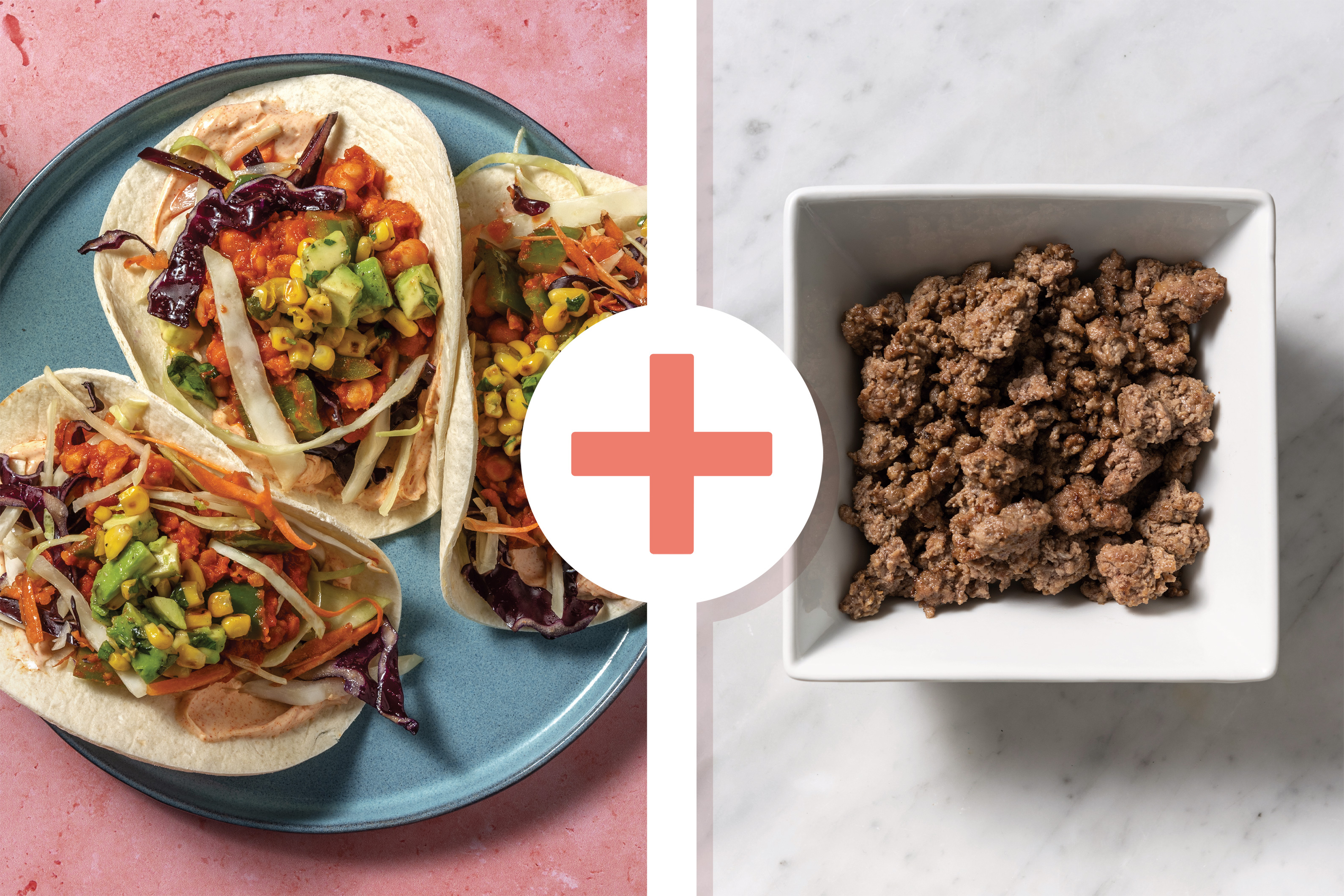 Chickpea-Beef Tacos & Avocado Salsa