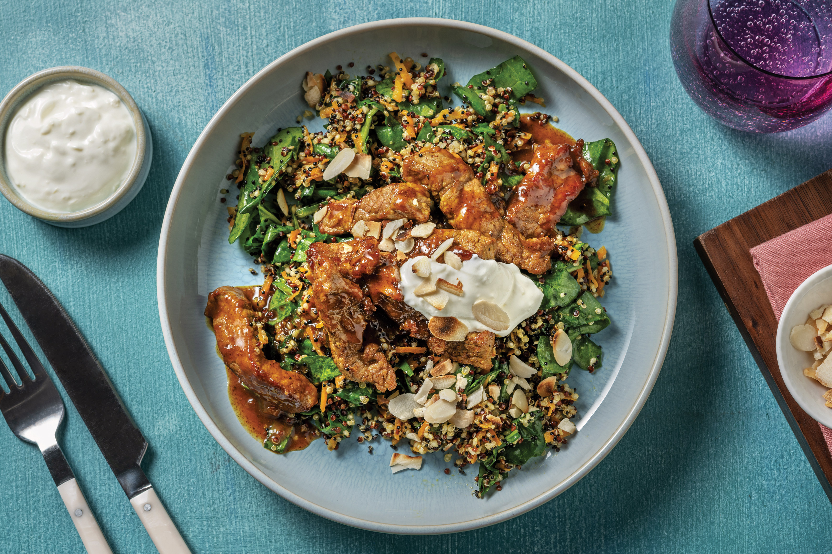 Apricot-Glazed Mumbai Beef & Garlic Yoghurt