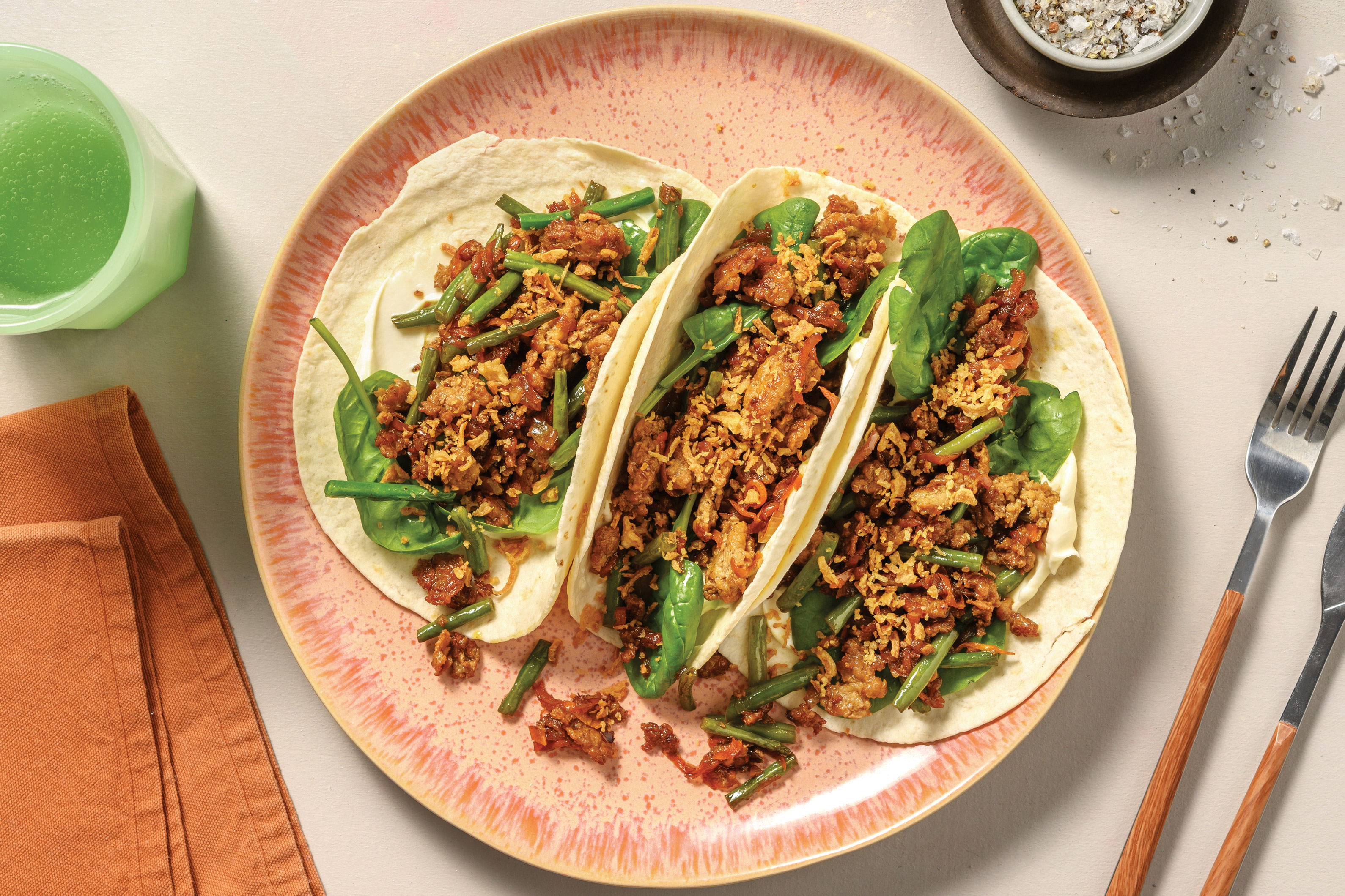 Quick Asian Caramelised Pork Tacos