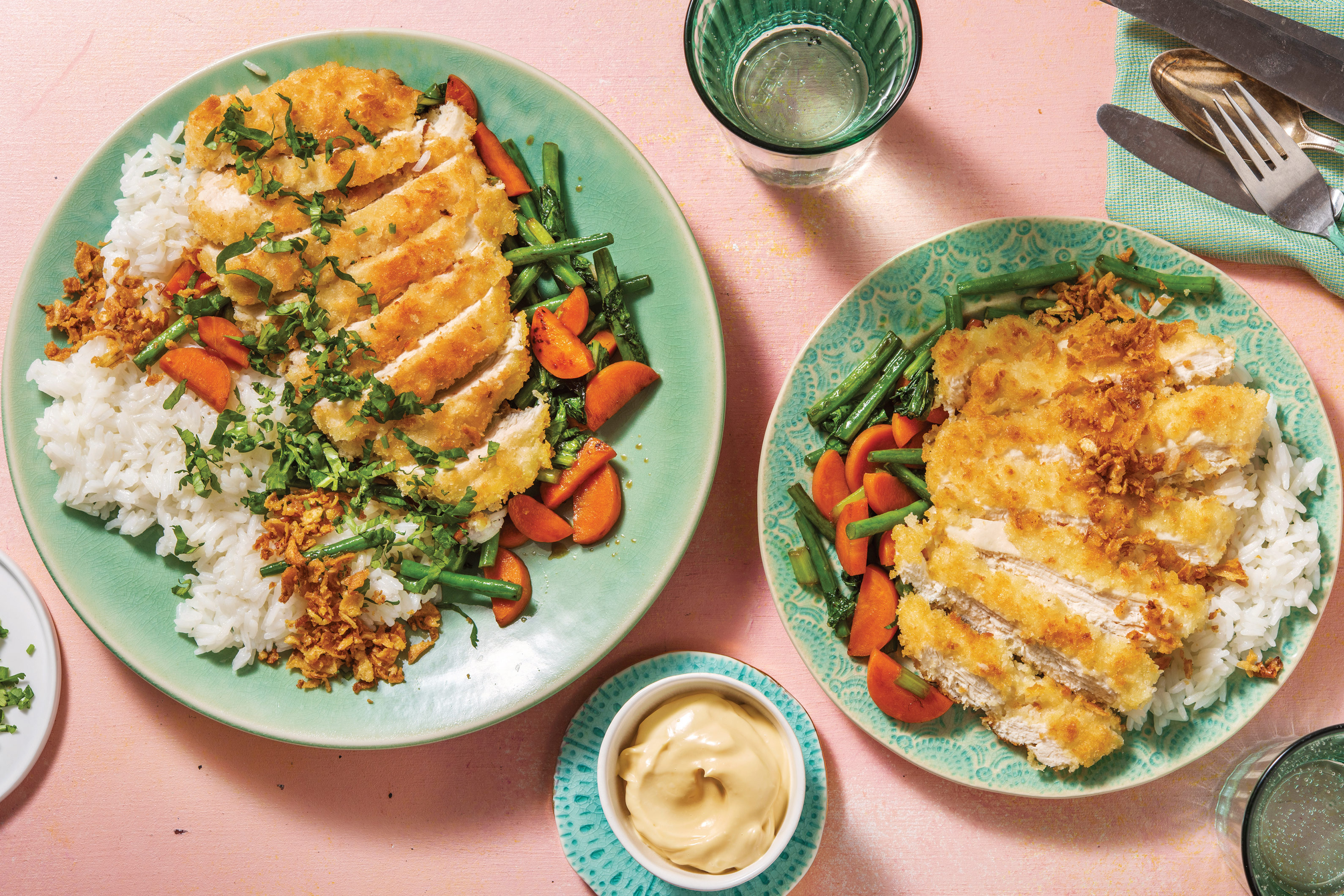Asian Chicken Schnitzel Rice Bowl