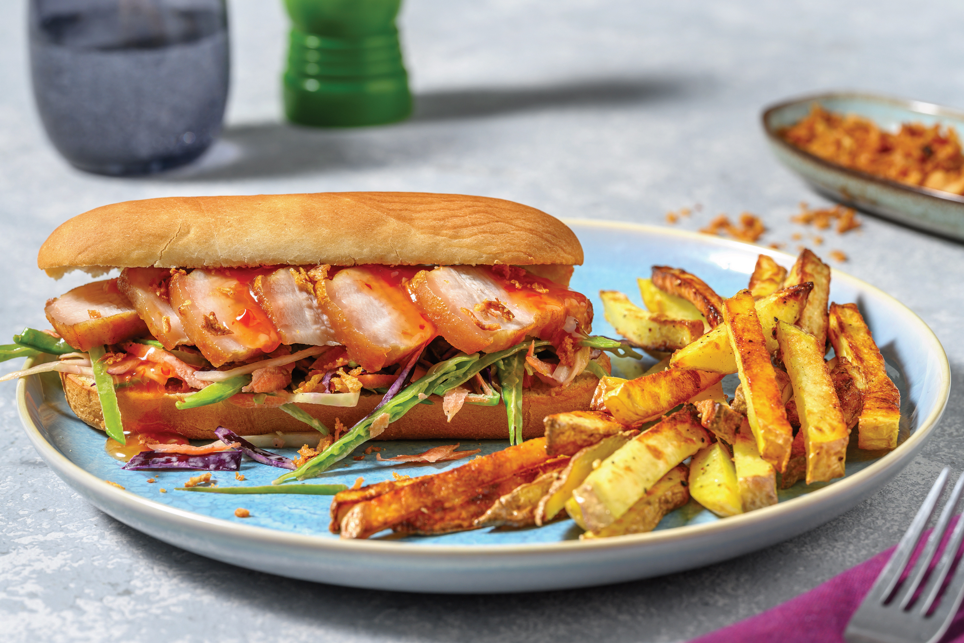 Asian Pork Belly Rolls & Pea Pod Slaw