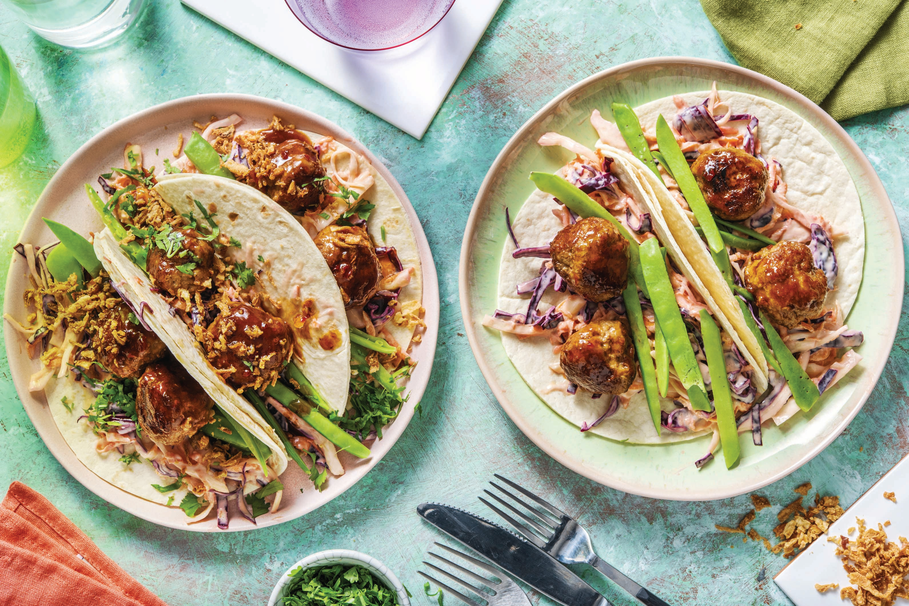 Asian Pork Meatball Tacos