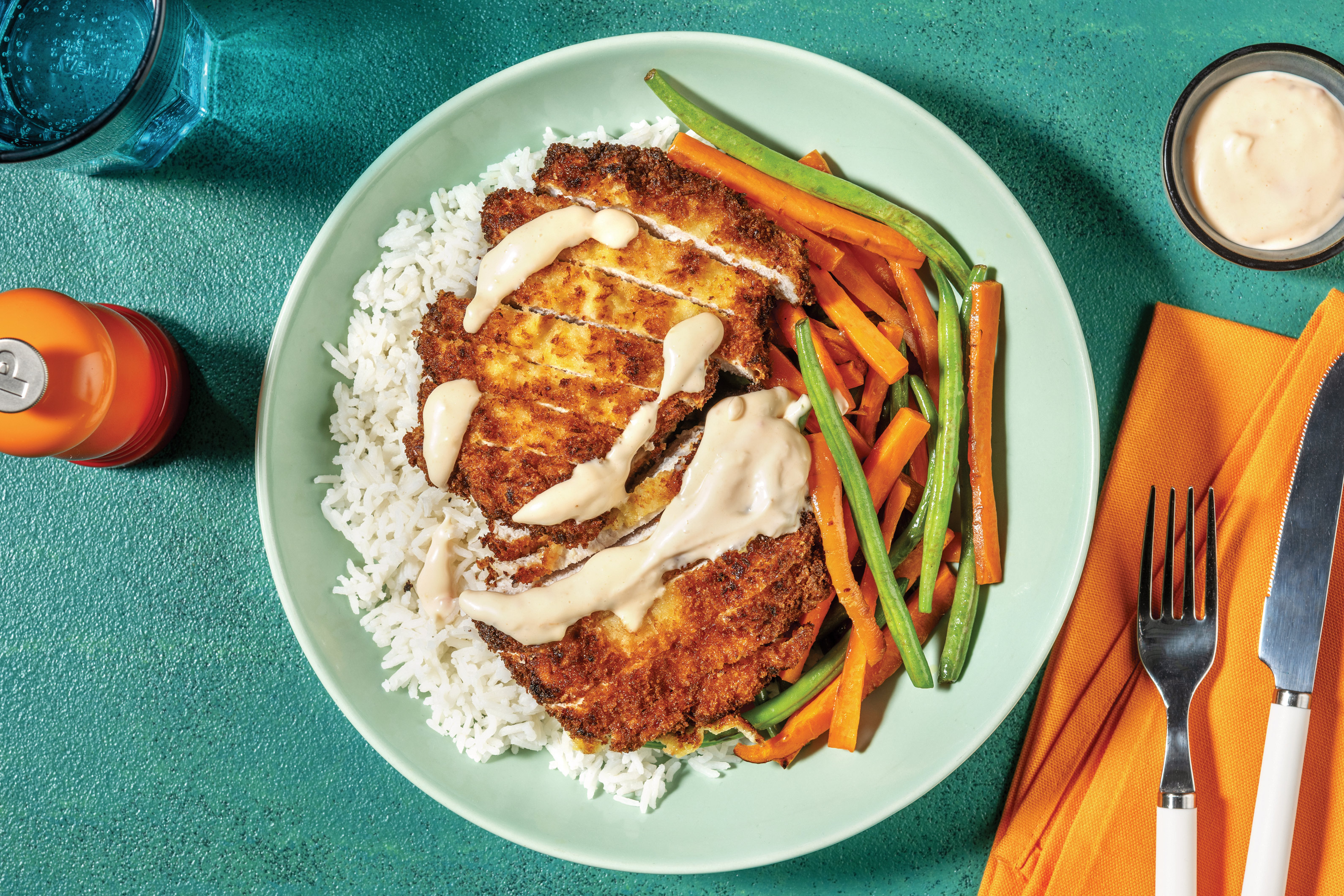 Asian Pork Schnitzel & Garlic Rice