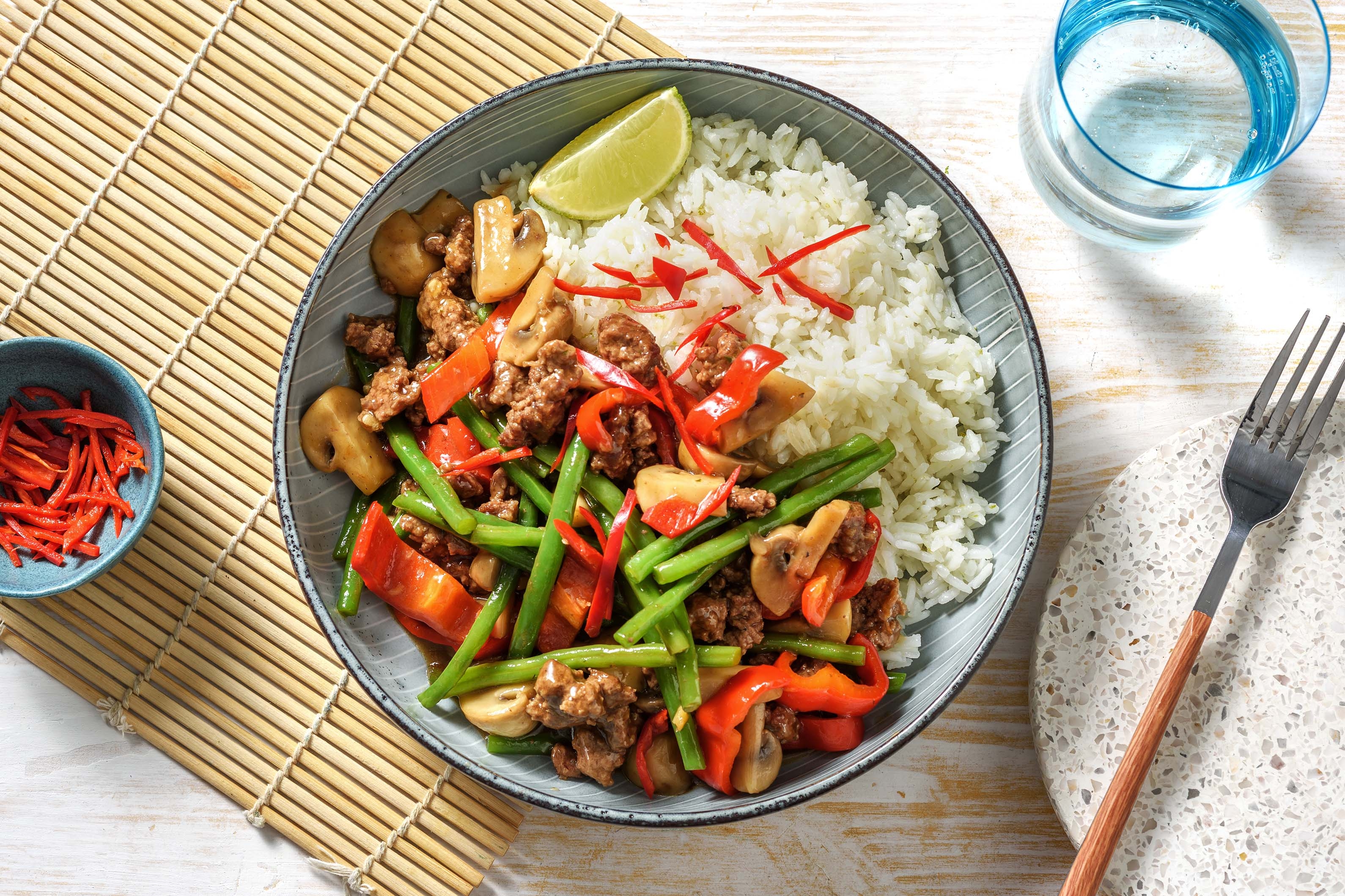 Asiatisches Rindfleisch mit Buschbohnen