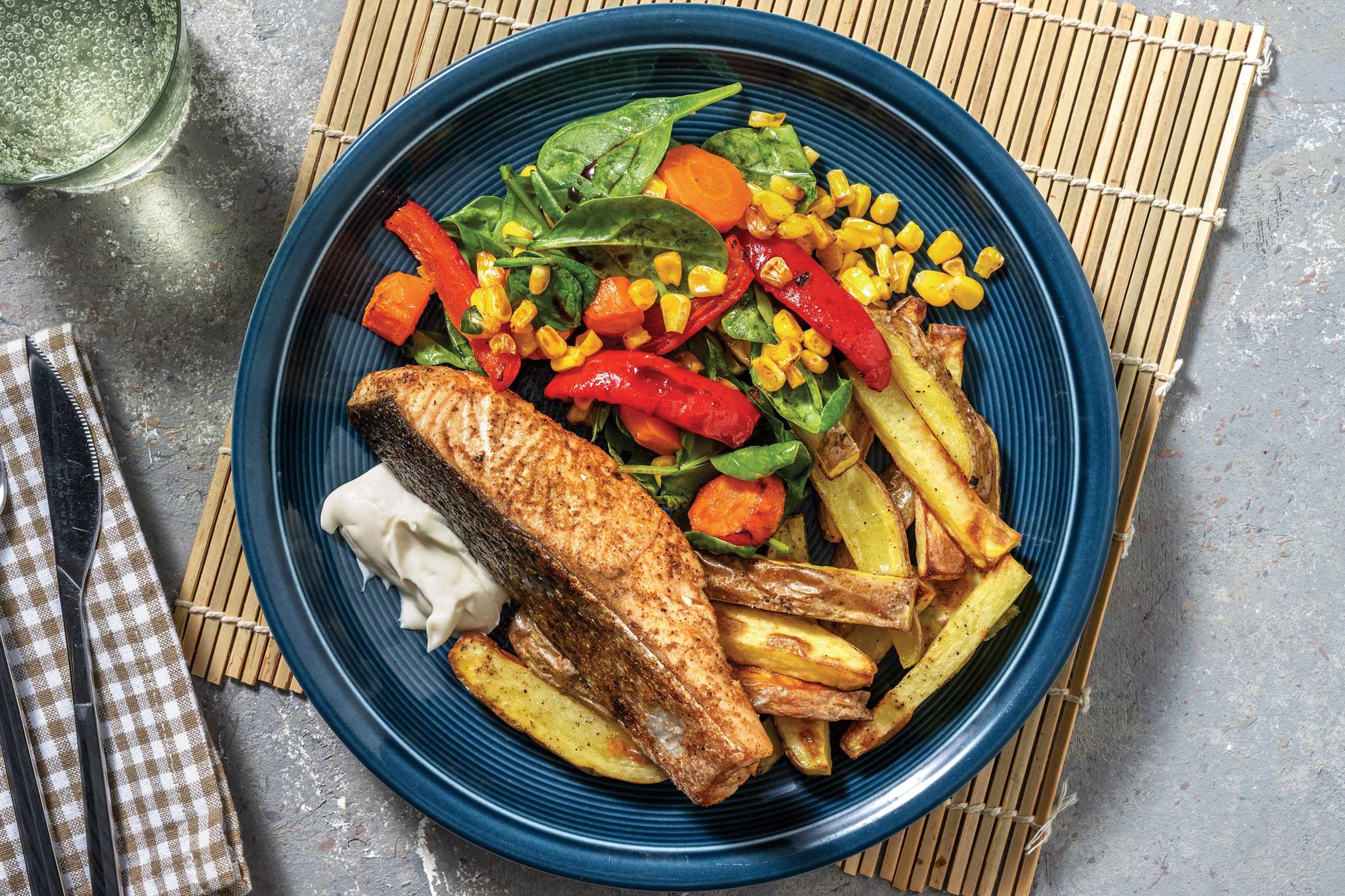 Easy Aussie-Spiced Salmon Traybake
