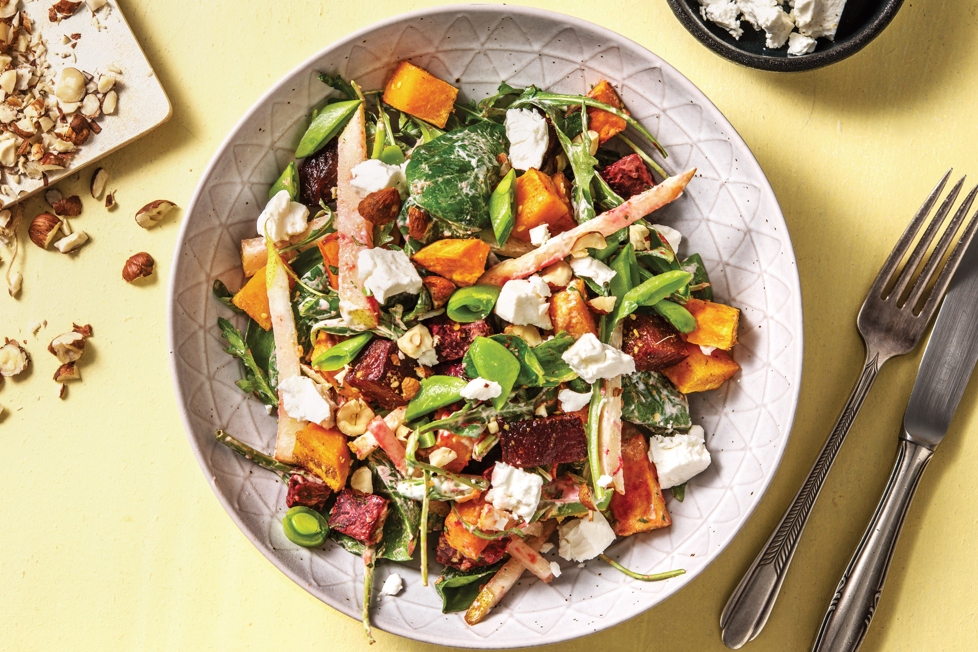 Dukkah Roasted Sweet Potato & Beetroot Salad