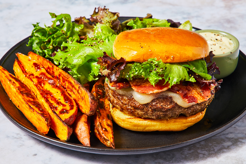 Maple-Bacon Bison Cheeseburgers