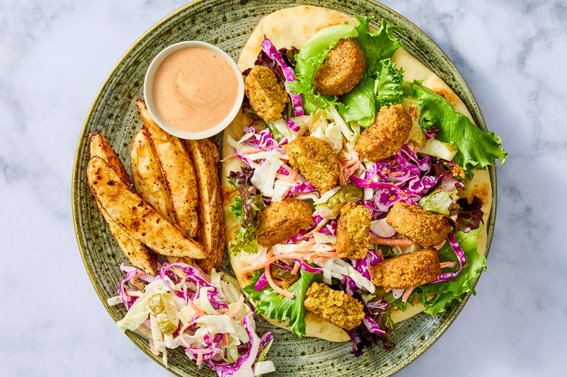 Hot-Honey Chicken and Falafel Wraps