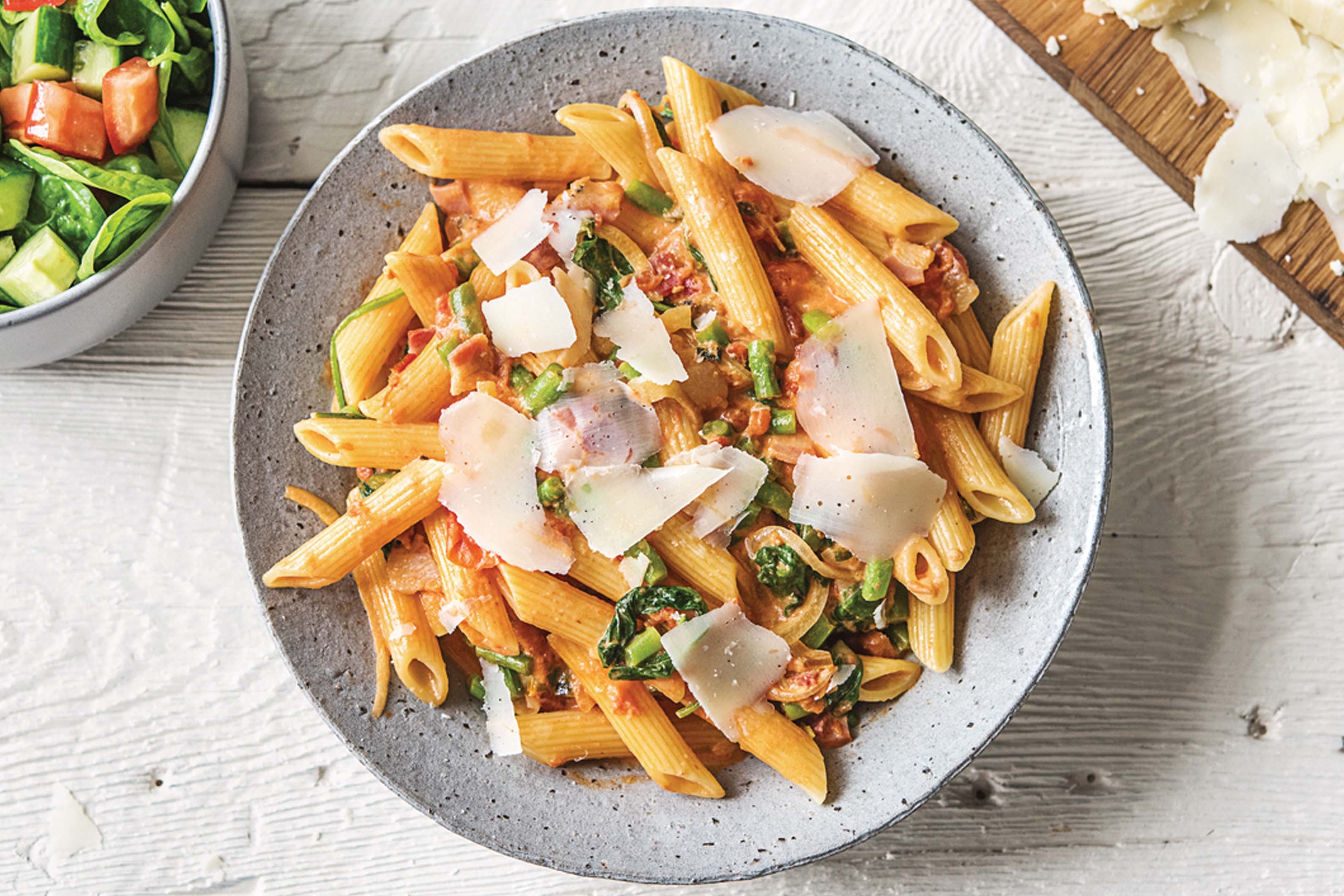 Speedy Creamy Bacon, Parmesan & Green Bean Penne