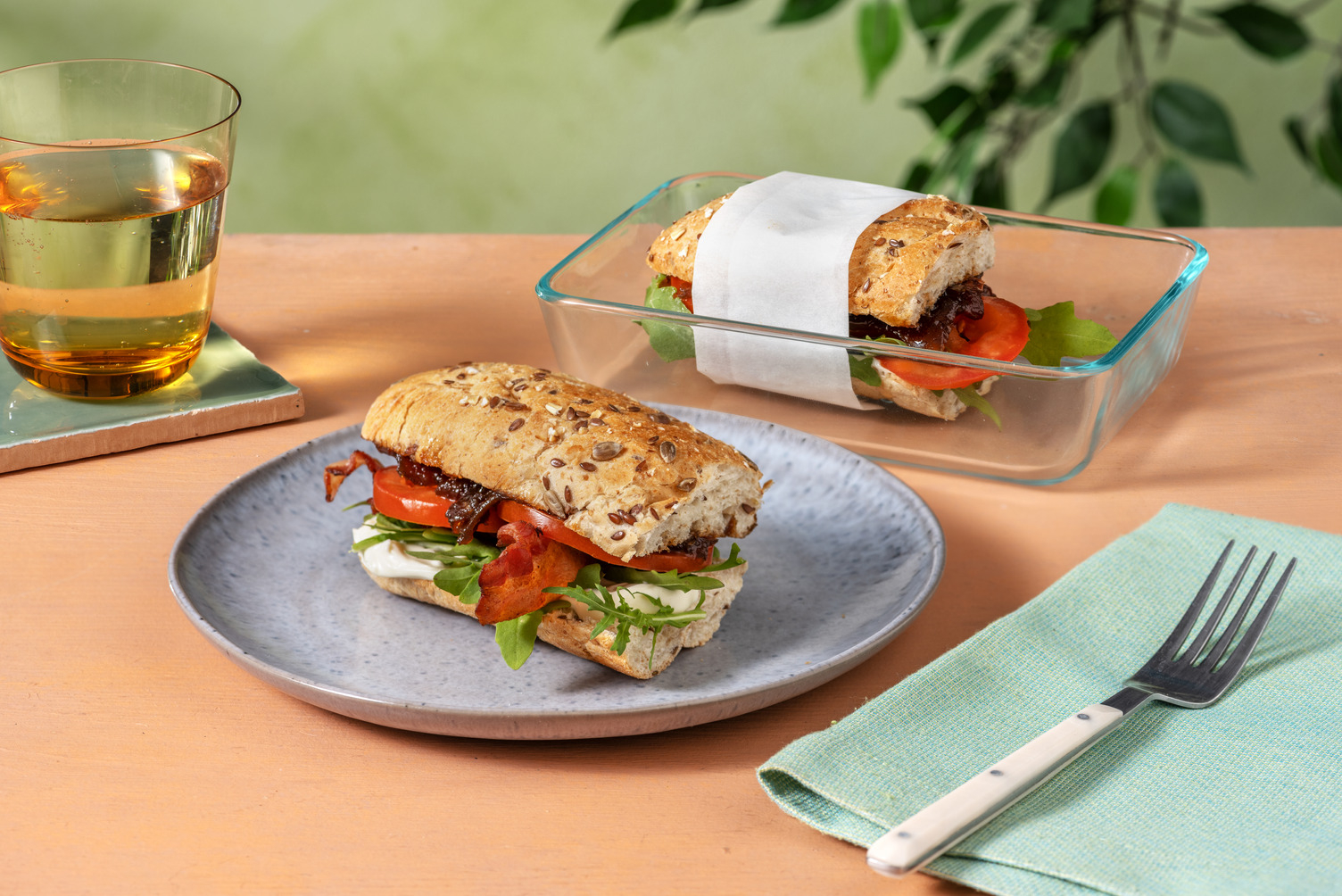 Bacon, Rocket and Tomato Roll