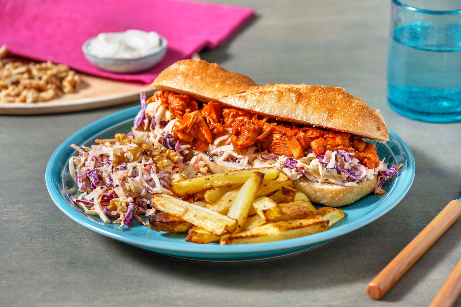 Baguette met pulled jackfruit en Mexicaanse kruiden