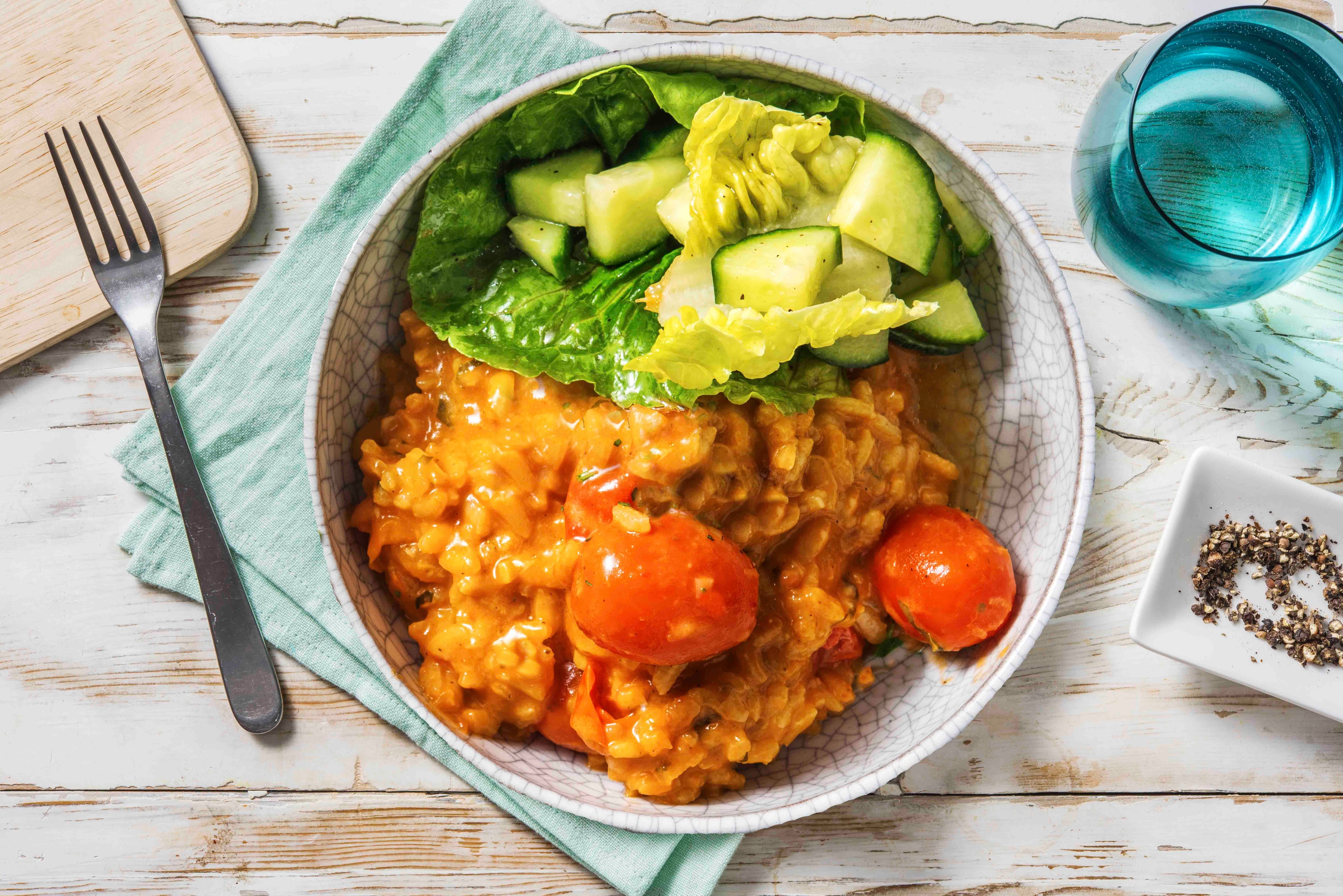 Oven-Baked Cheesy Tomato Risotto
