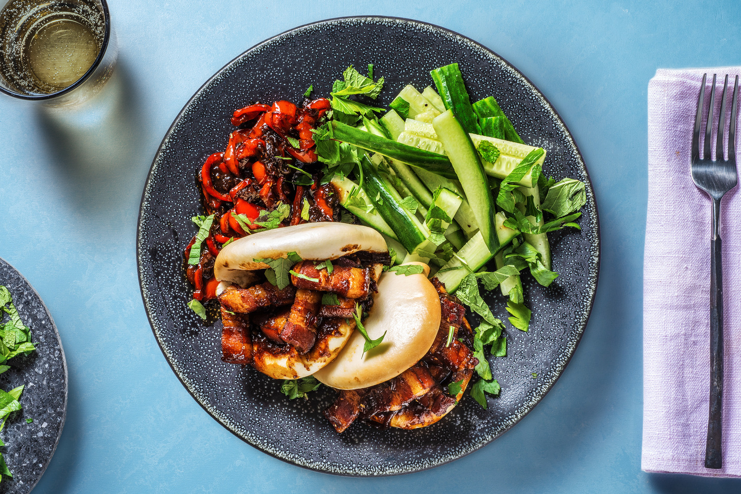 Pitas au porc laqué en sauce asiatique douce