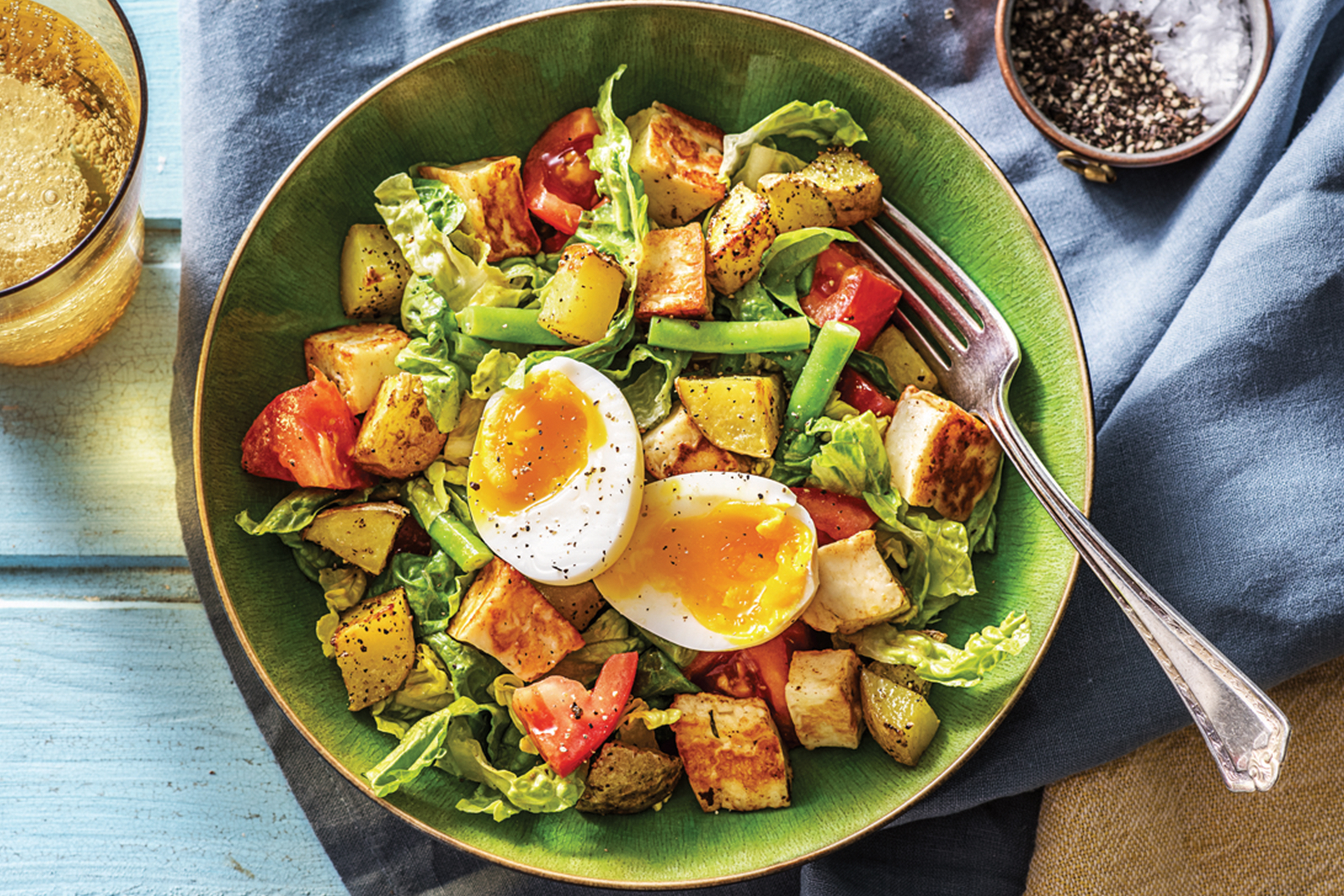 Basil Haloumi Niçoise Salad