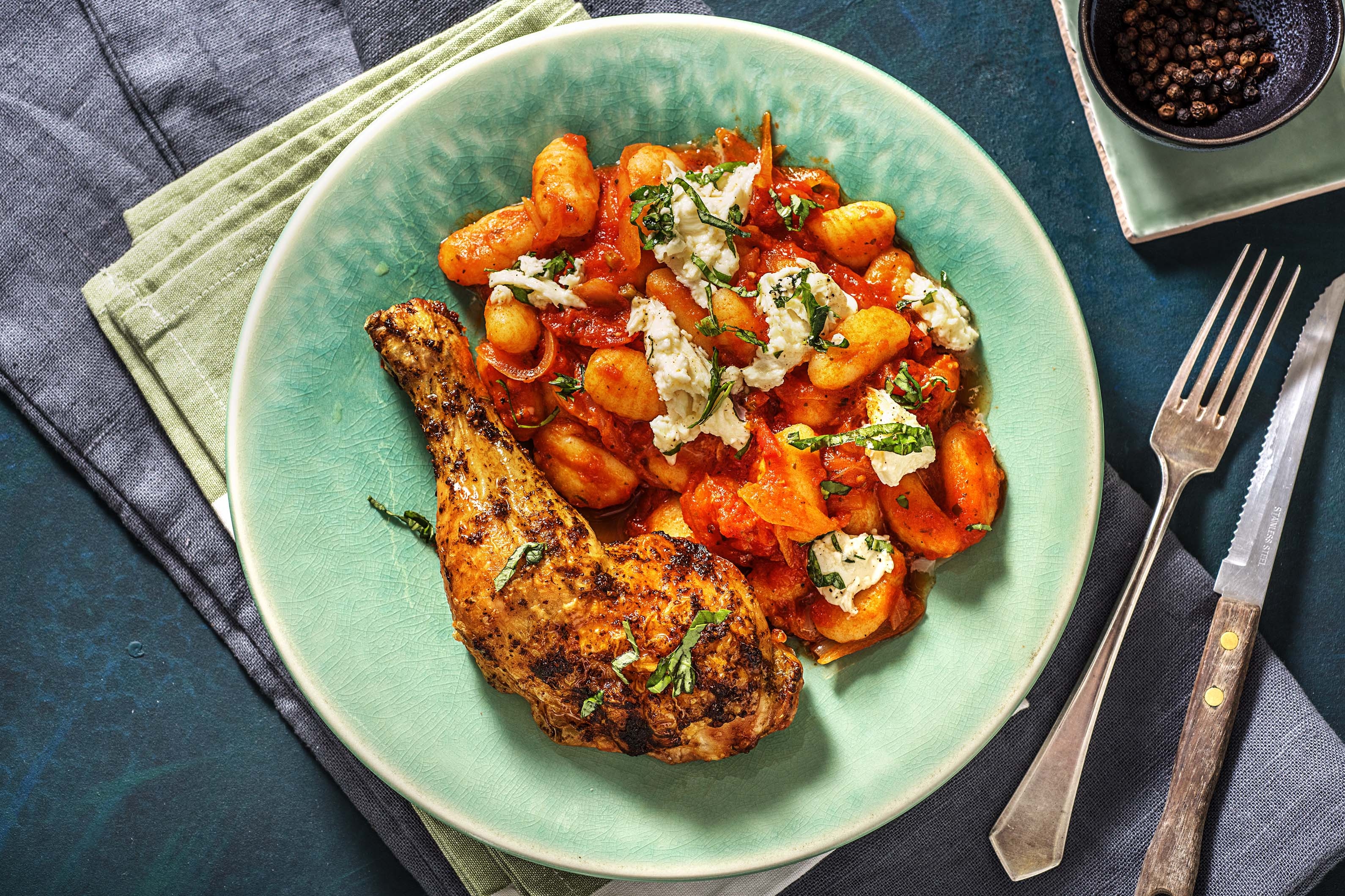 Basilikum-Hähnchenkeule