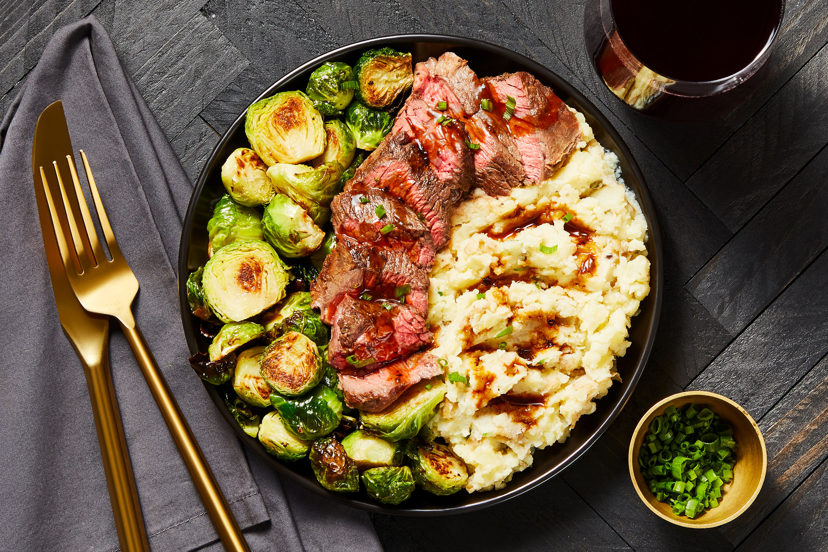 Bavette Steak & Roasted Garlic Pan Sauce