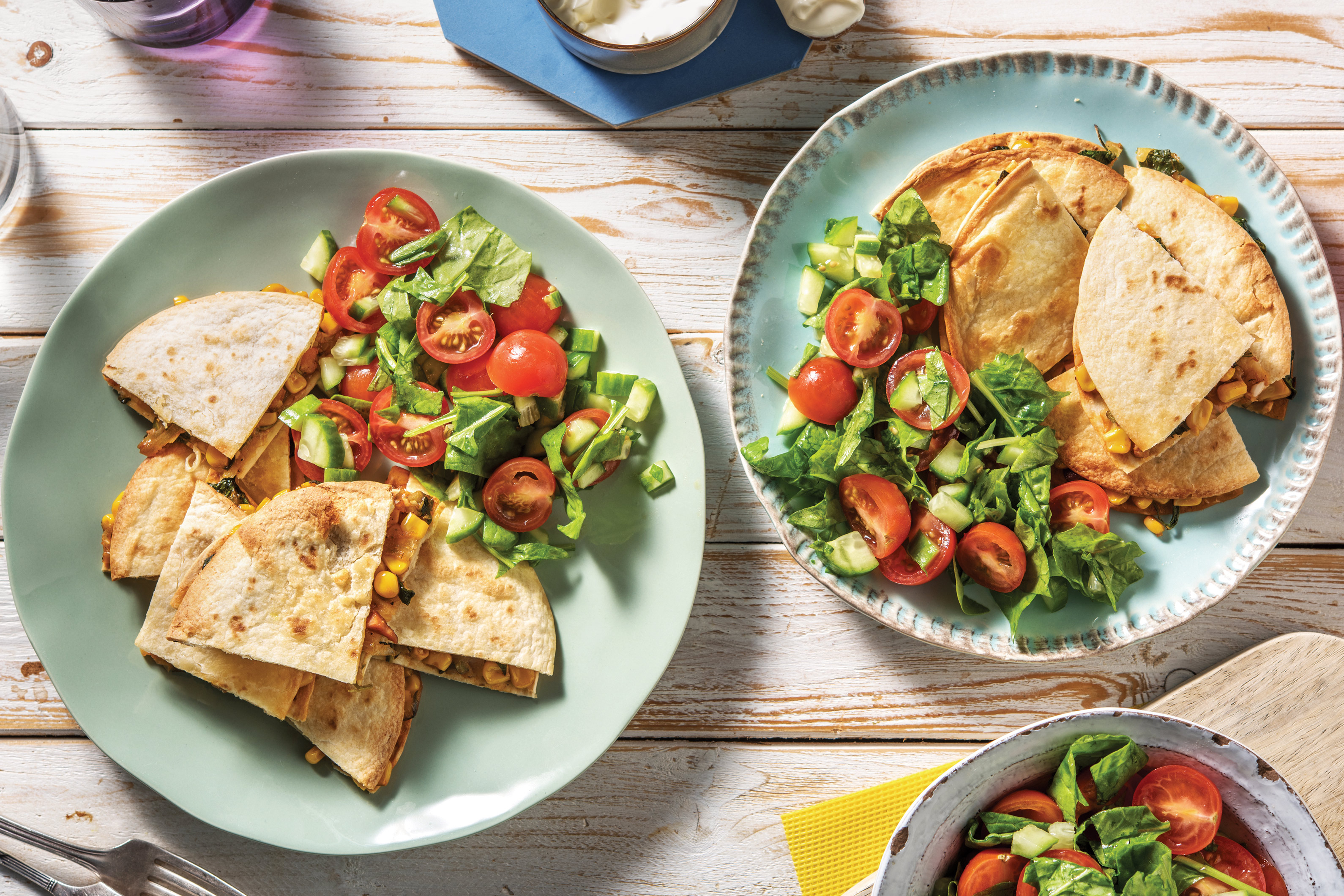 BBQ Bacon & Veggie Loaded Quesadillas