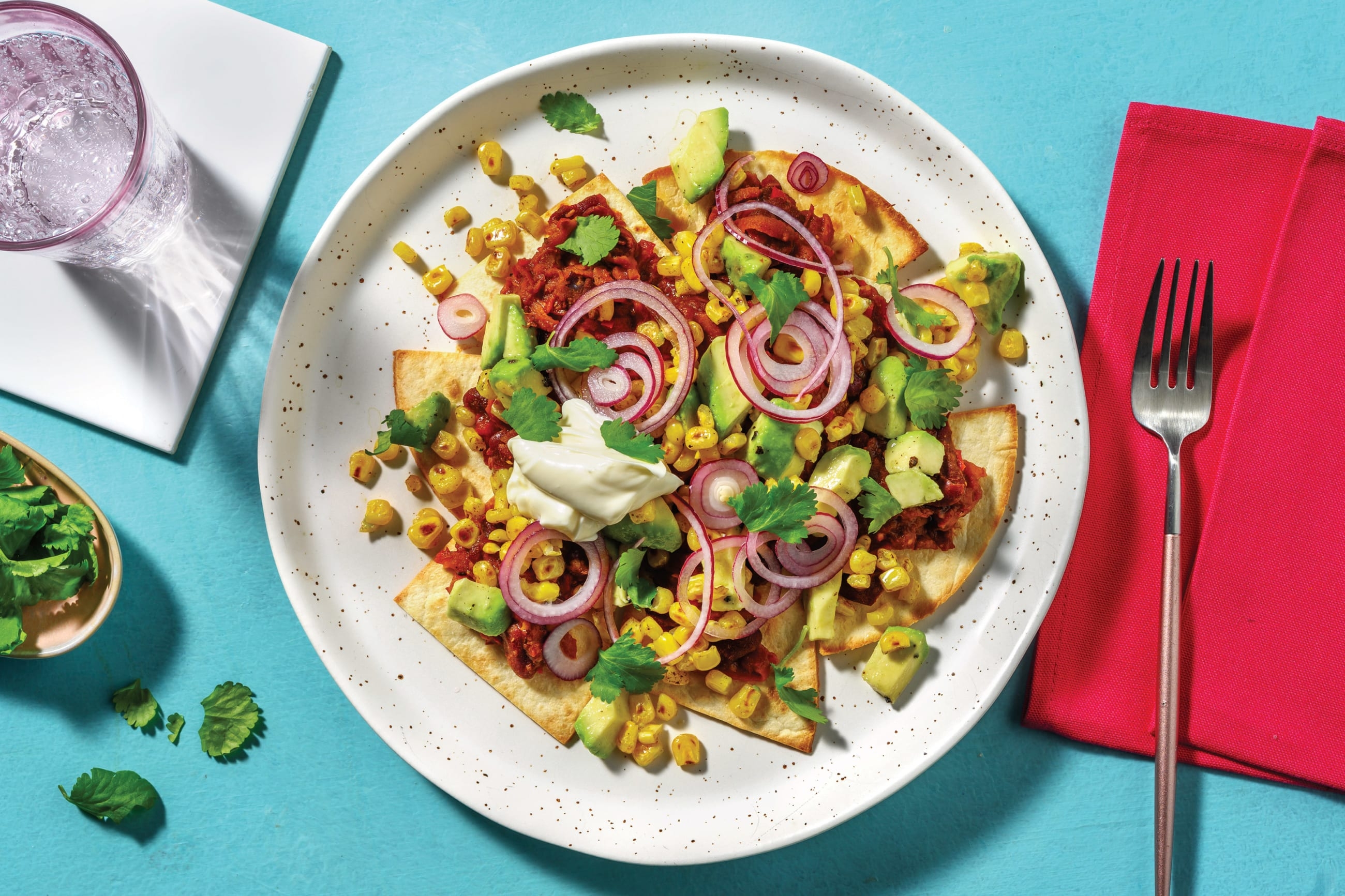 Cheesy Mexican Kidney Bean & Veggie Nachos