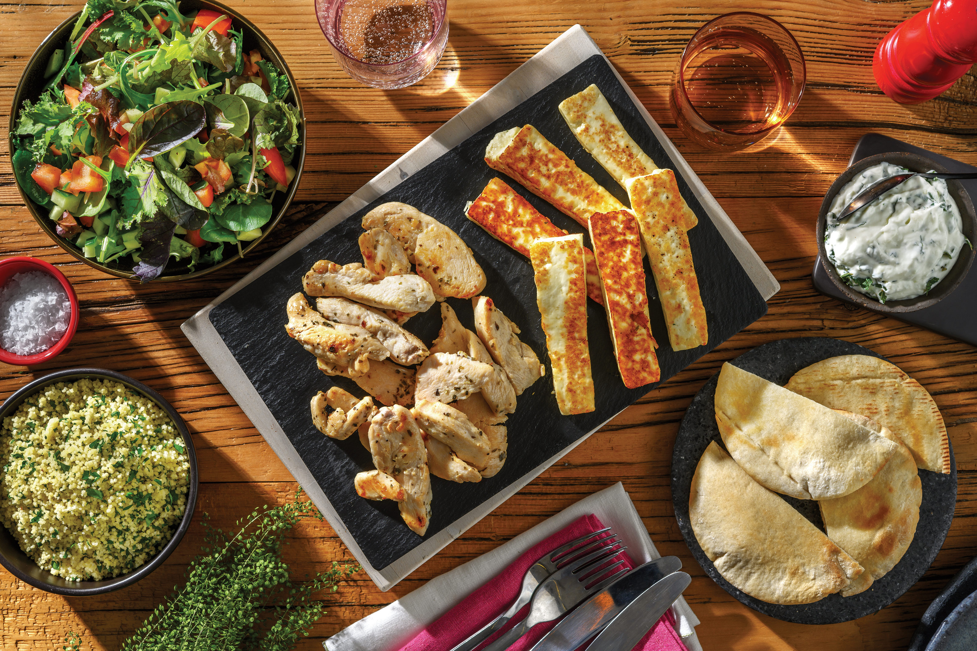 Chargrilled Greek-Style Chicken & Flatbreads