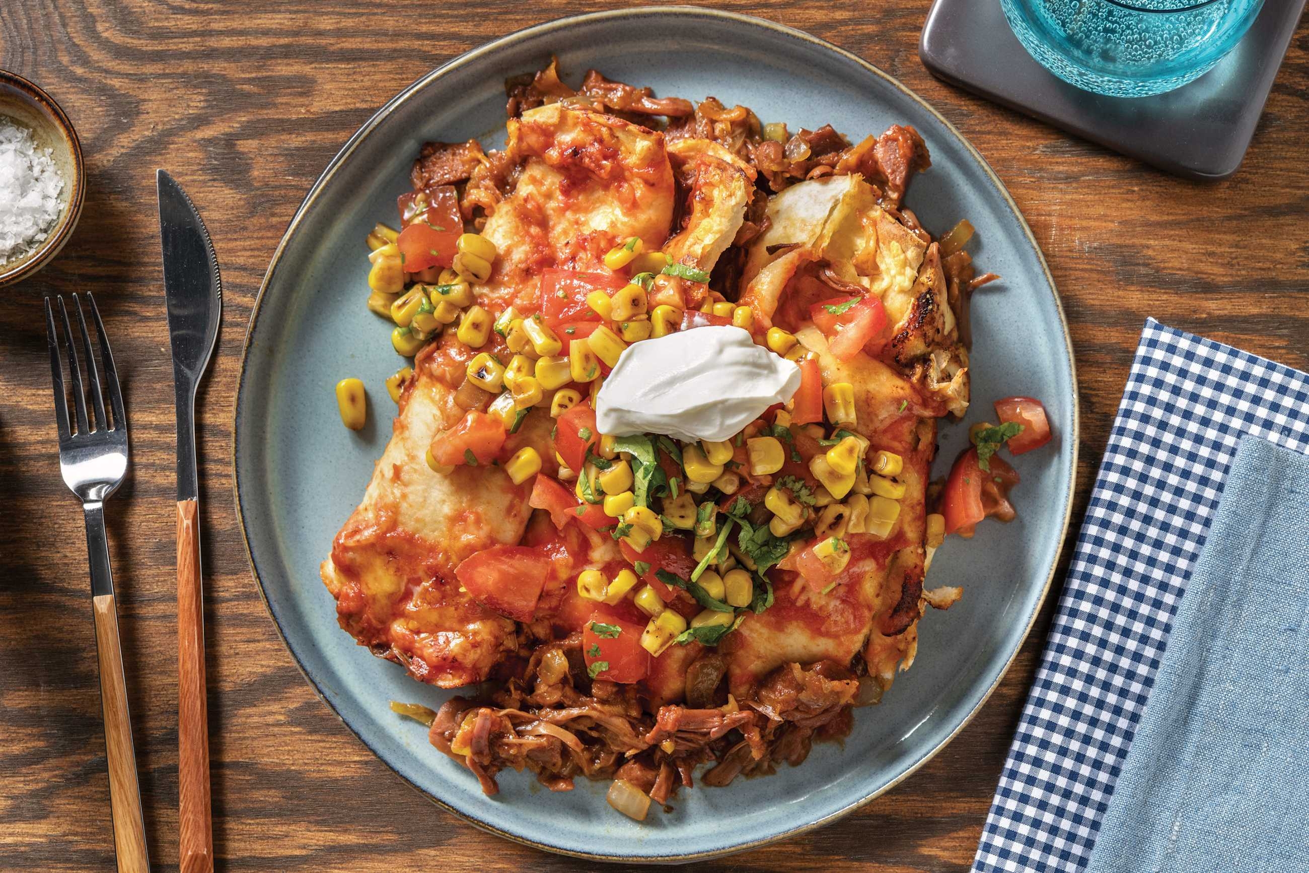 BBQ Pulled Pork Enchiladas