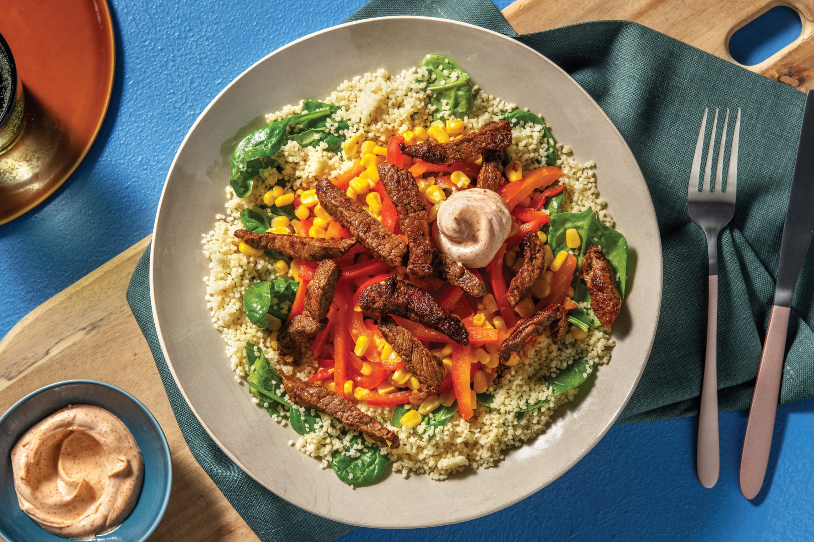 BBQ-Spiced Haloumi & Rainbow Veggies