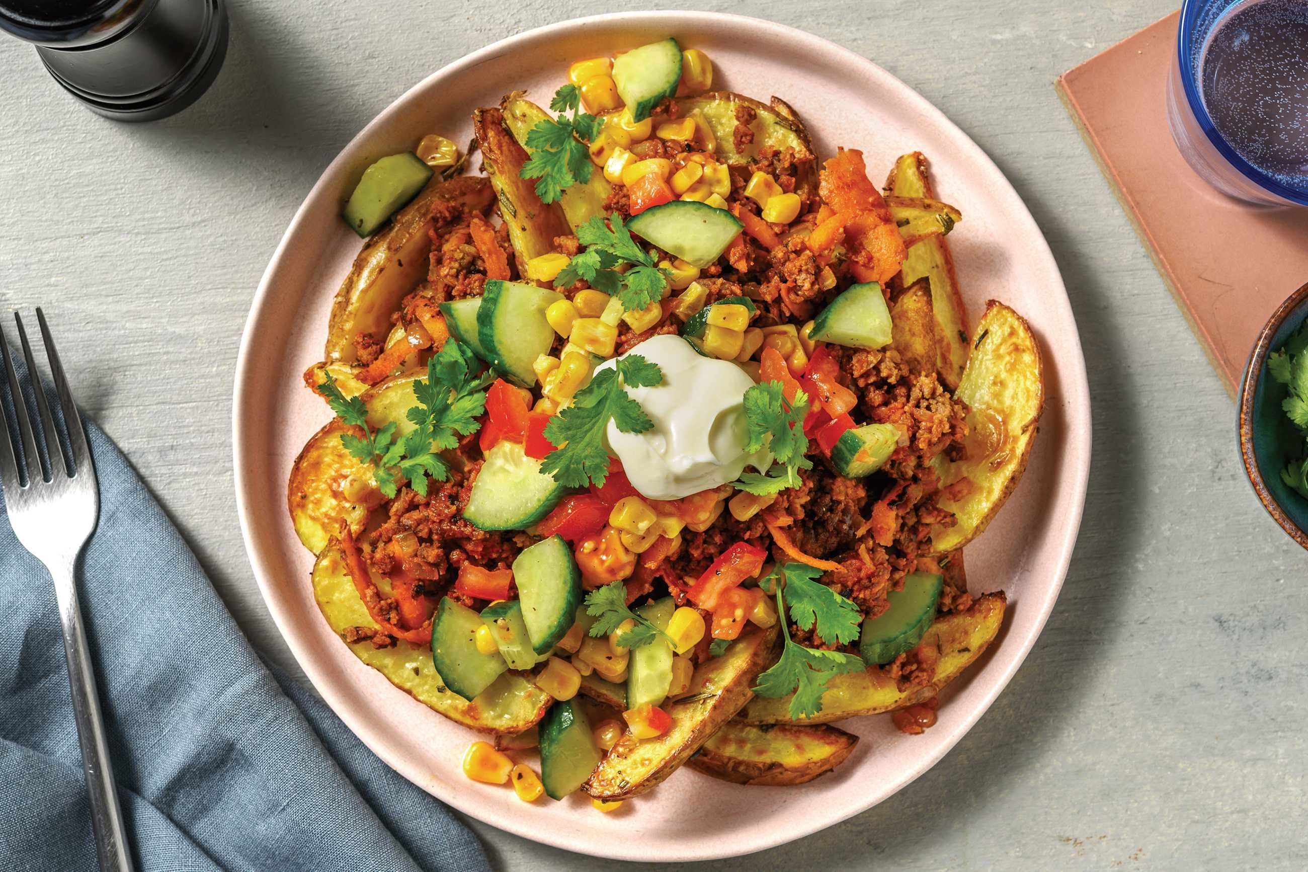 BBQ Veggie Mince Loaded Wedges
