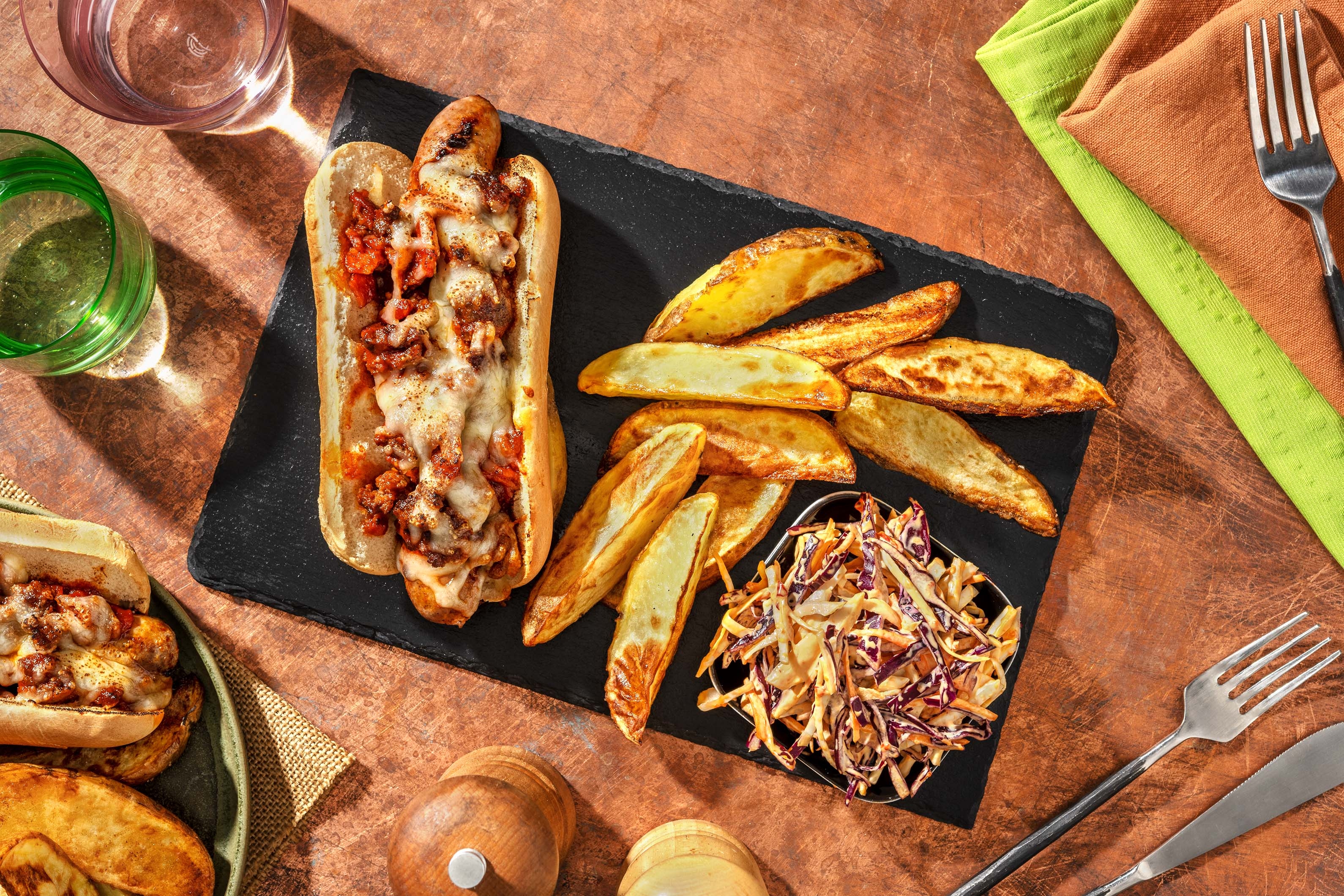 Beef & Bacon Chilli Loaded Sausages in Brioche Buns