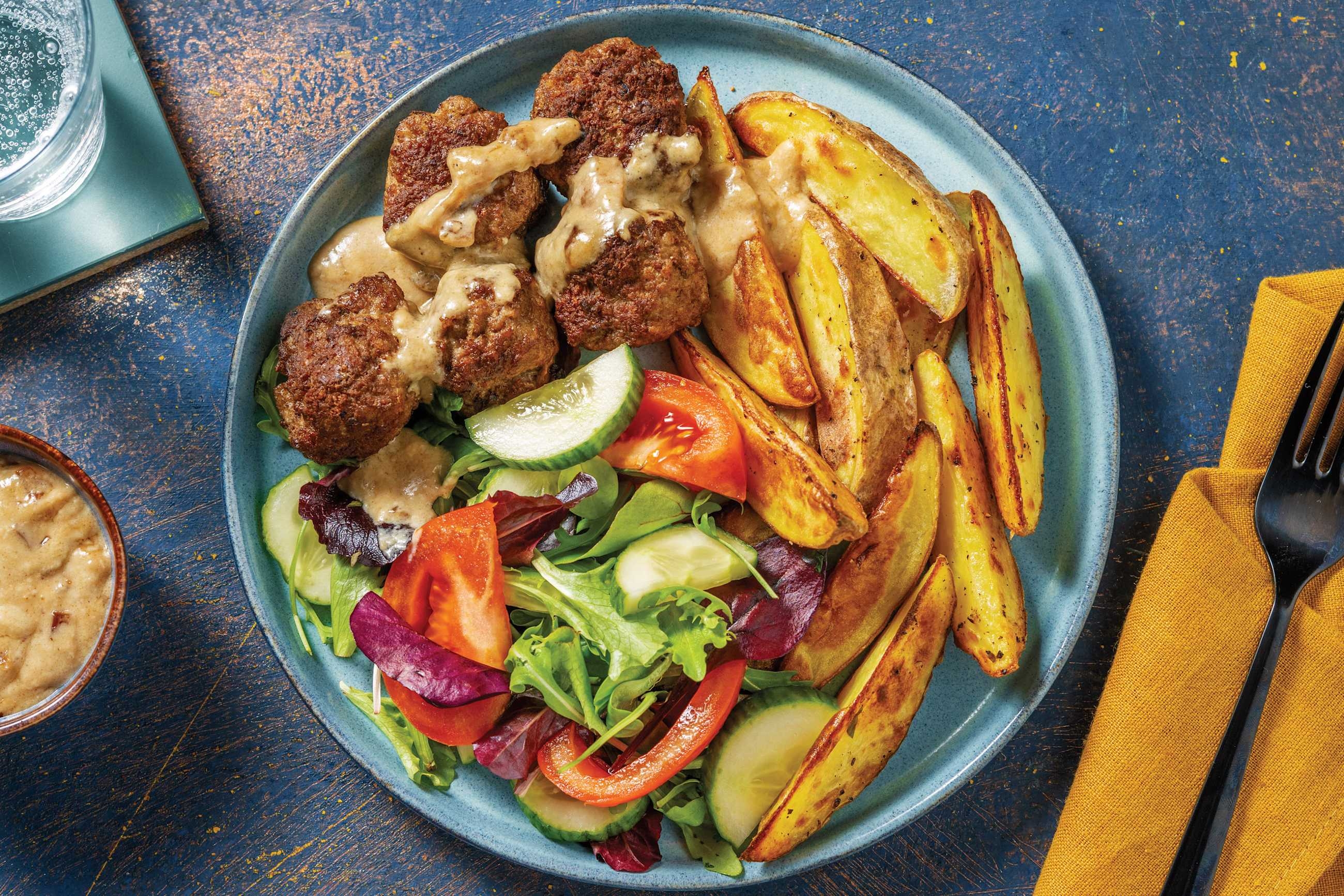 Beef Meatballs & Creamy Caramelised Onion Sauce