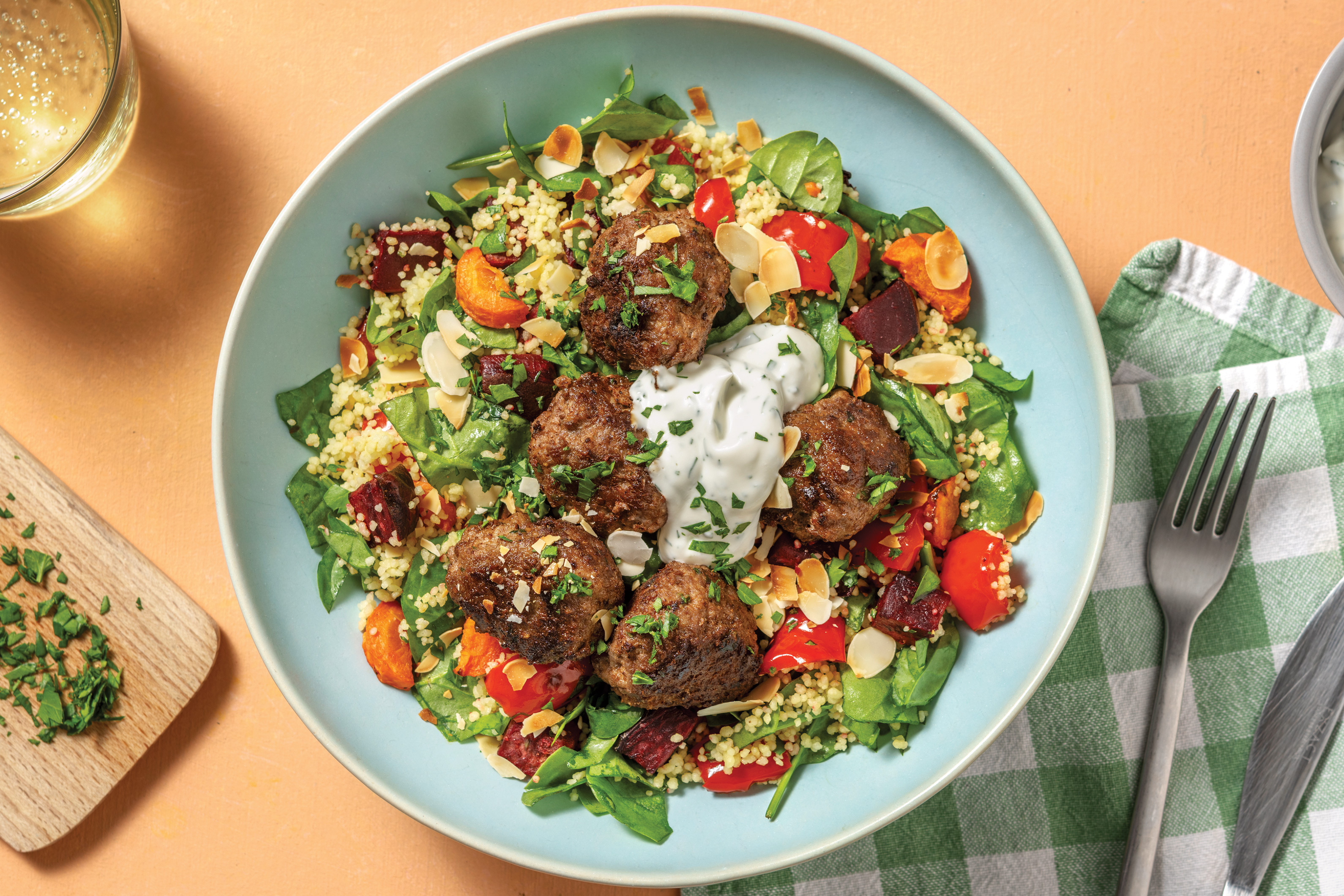 Beef Meatballs & Roast Veggie Couscous