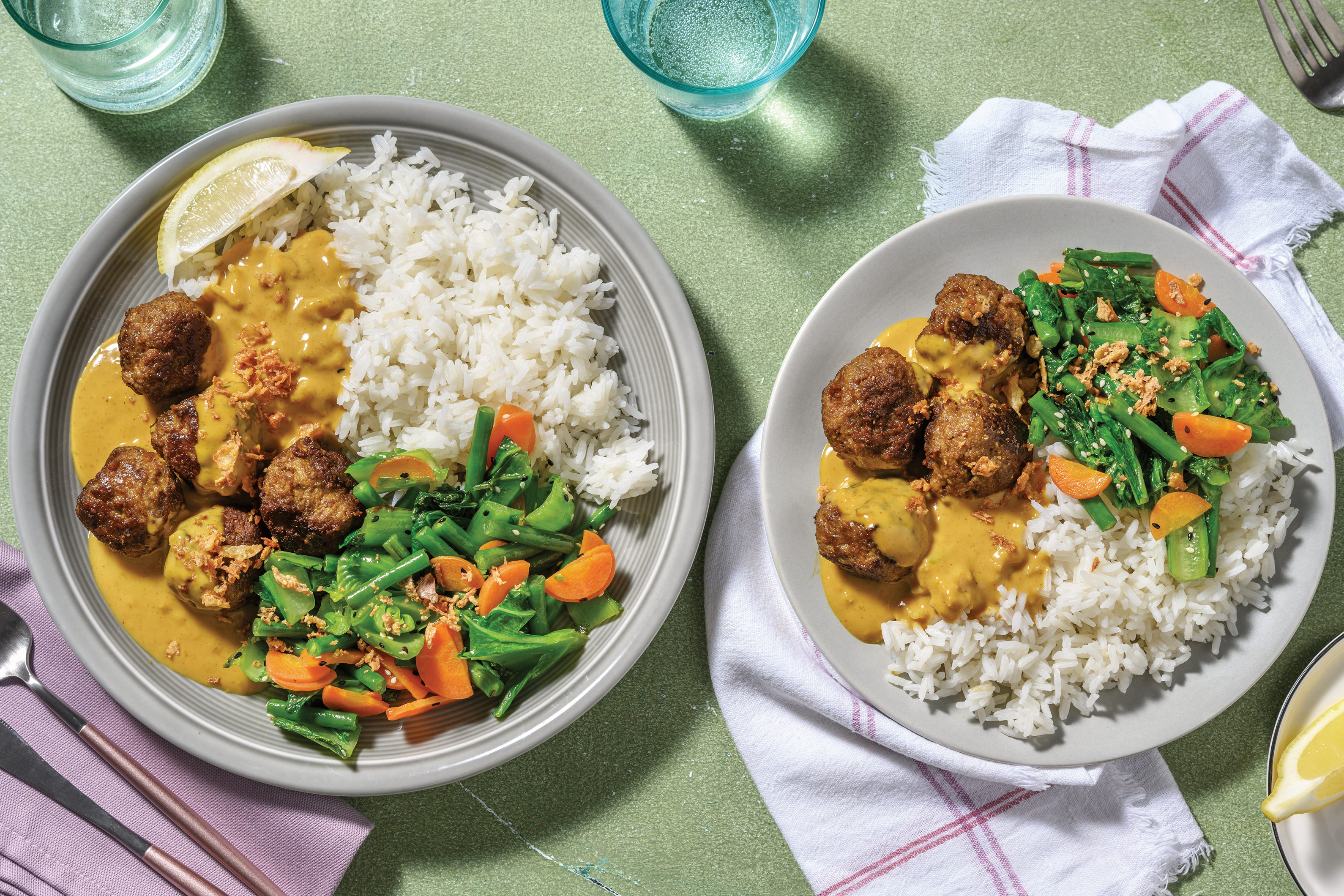Beef Meatballs &  Sesame Veggies