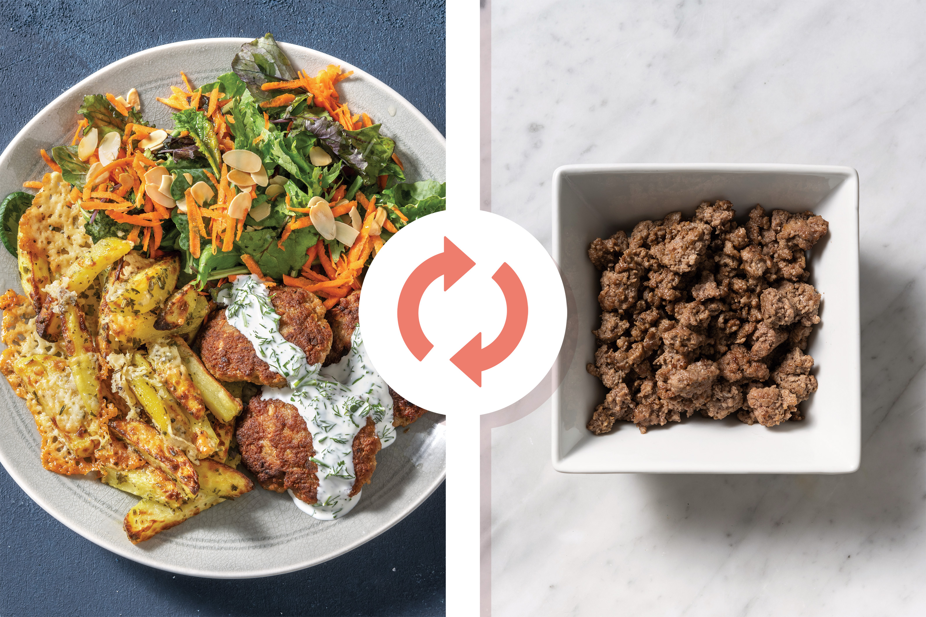 Beef Rissoles & Cheesy Fries Recipe | HelloFresh