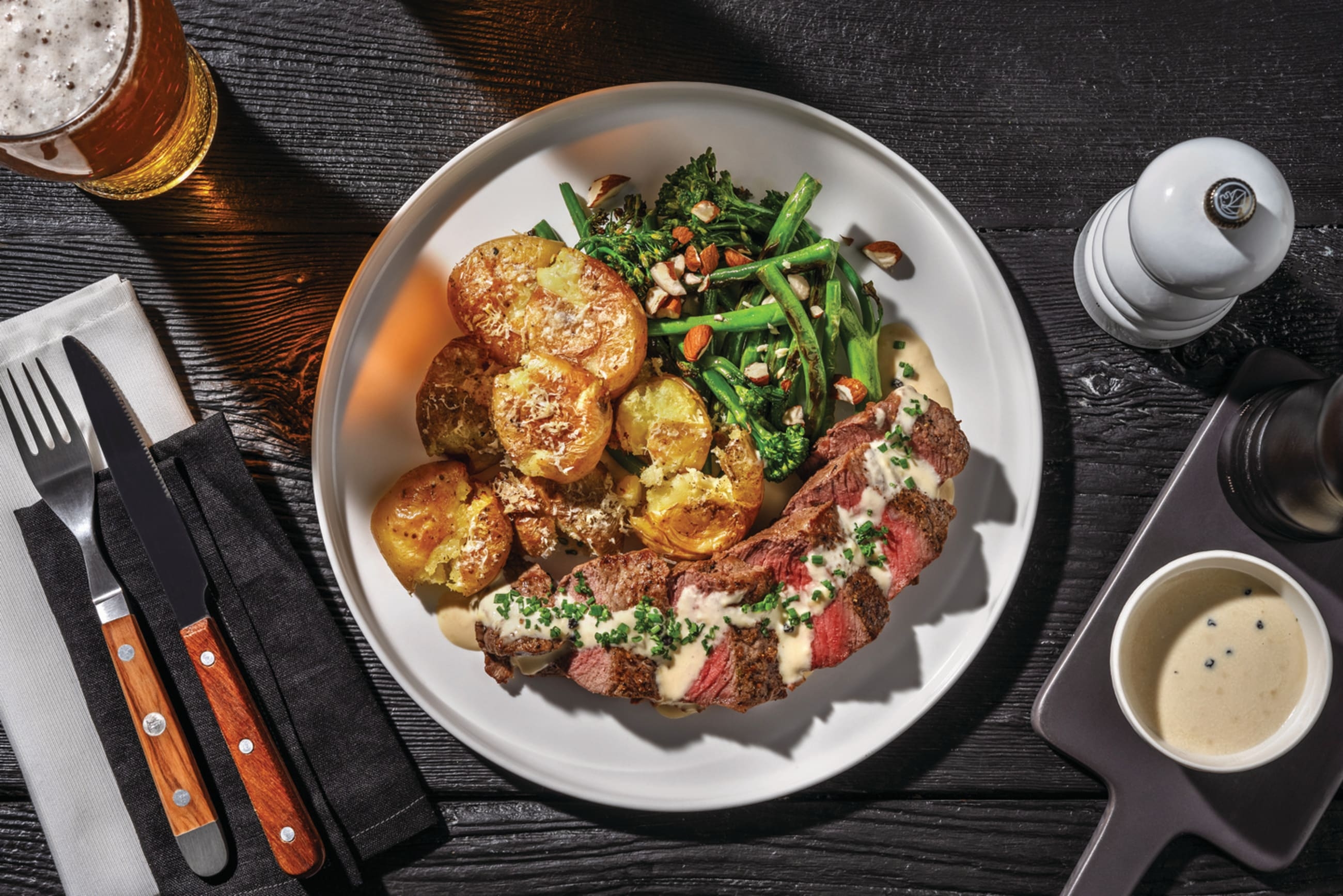 Tender Beef Rump & Peppercorn Sauce