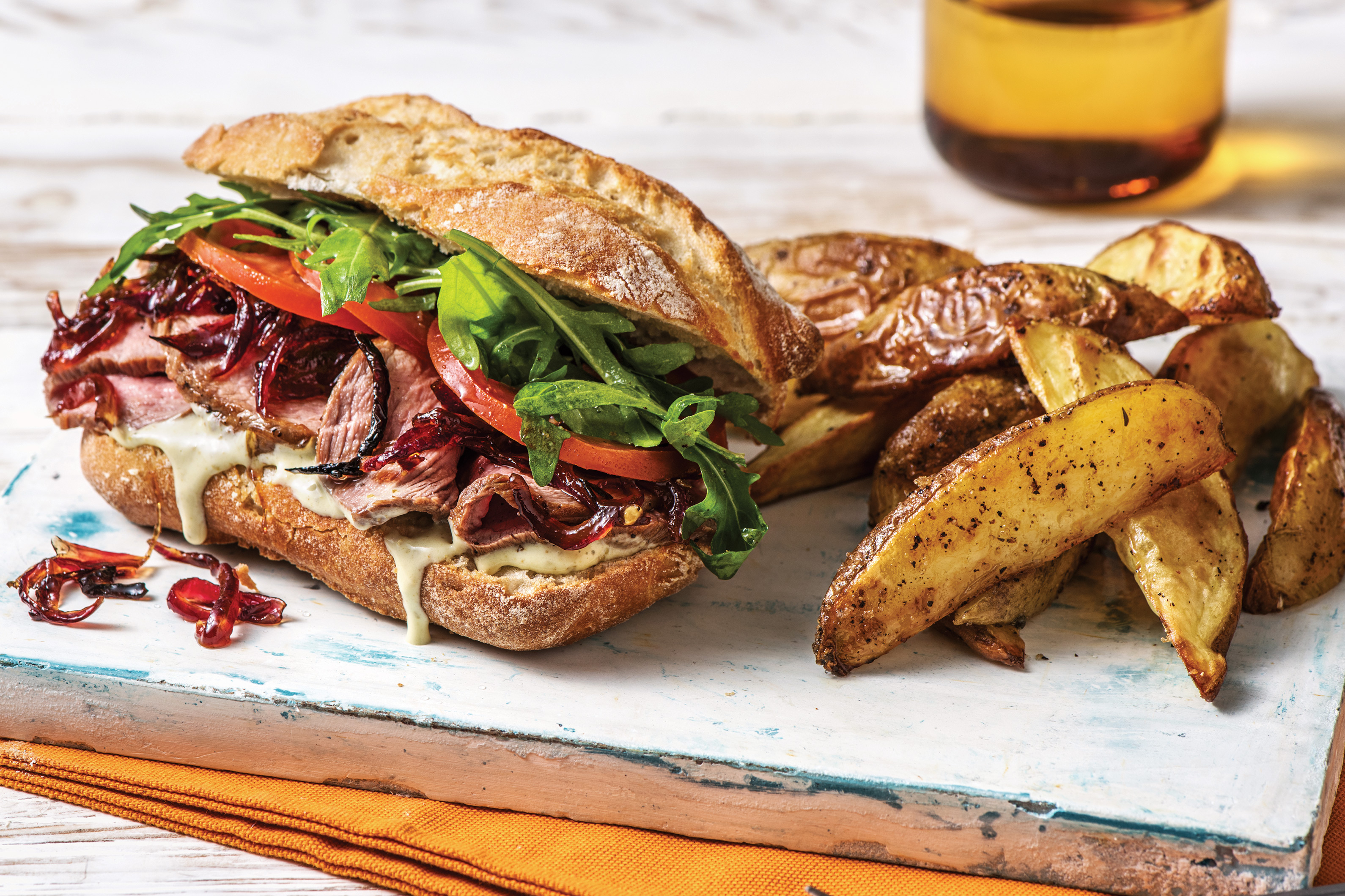 Lamb Steak & Creamy Pesto Sandwich