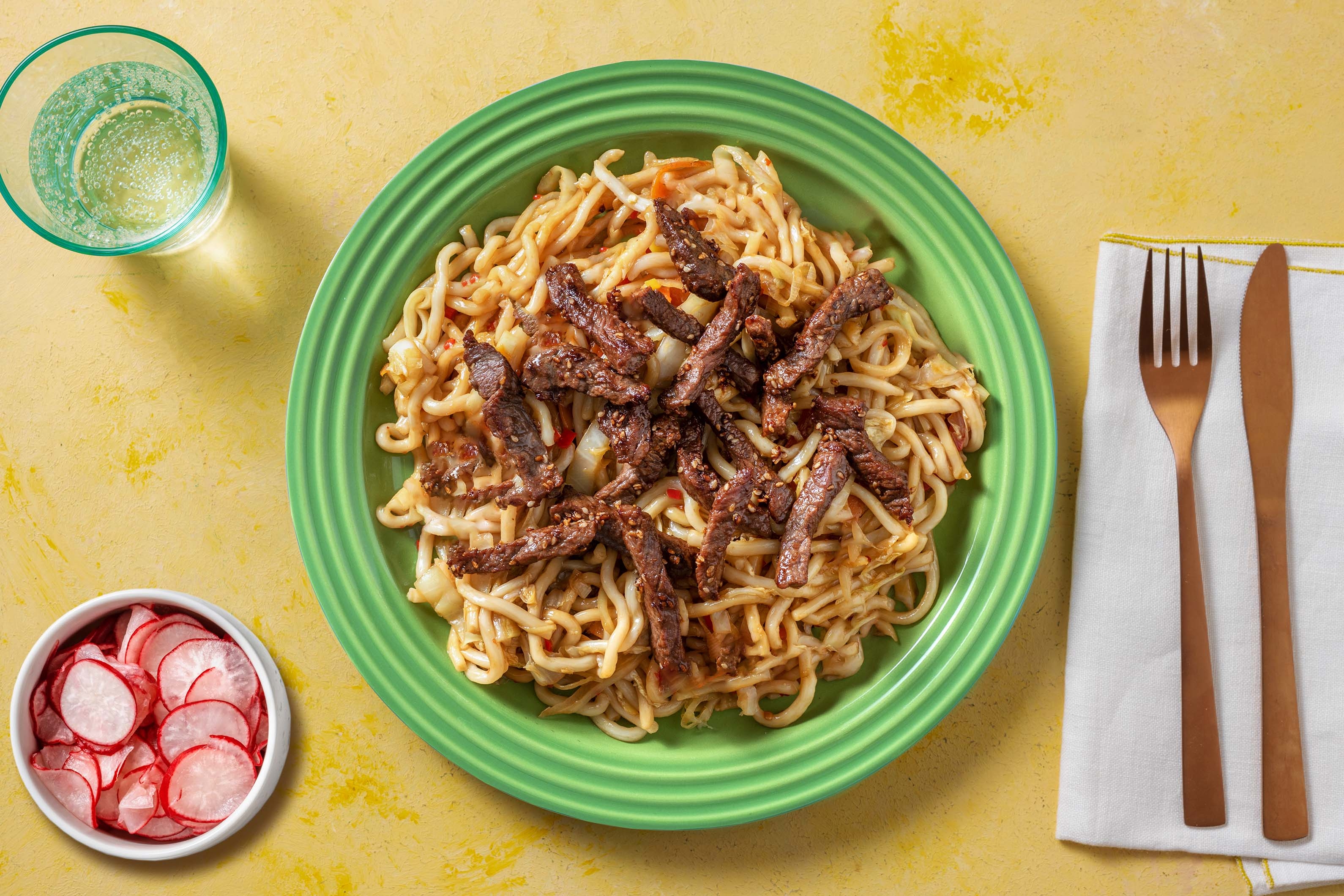 Beef teriyaki met volkoren noedels