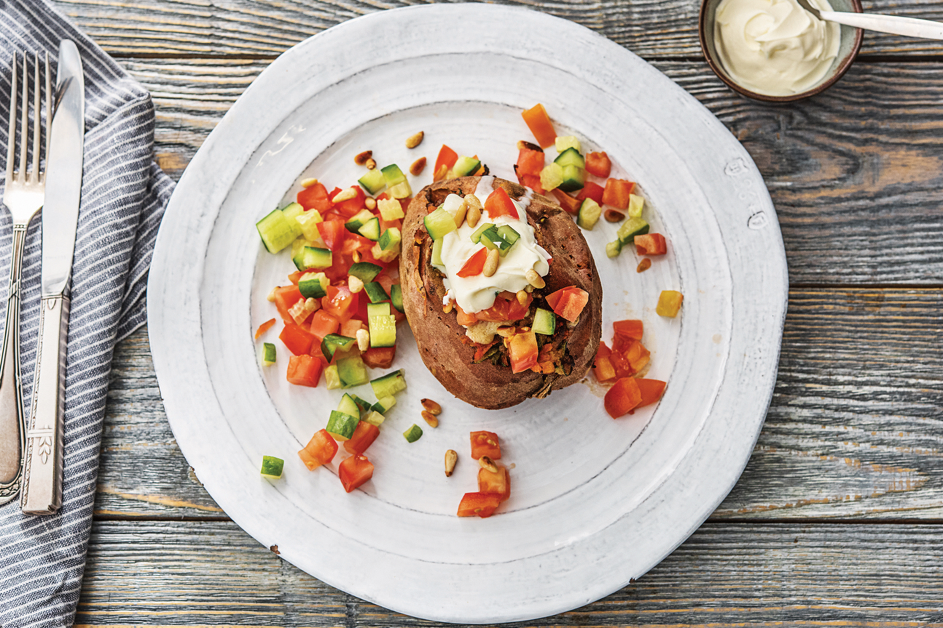 Cheesy Beef & Veggie Loaded Sweet Potatoes