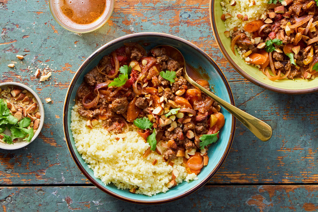 Apricot-Harissa Beef and Couscous Bowls