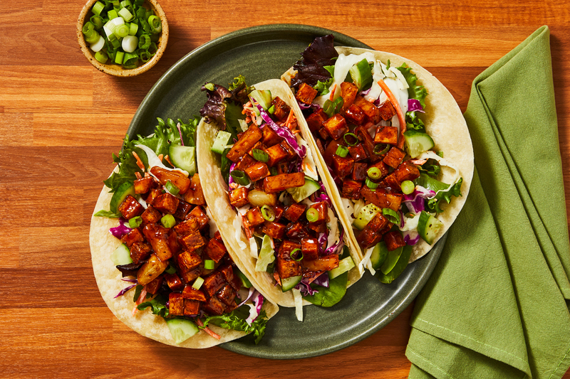 BBQ-Jerk Tofu and Chicken Tenders Wraps and Pineapple