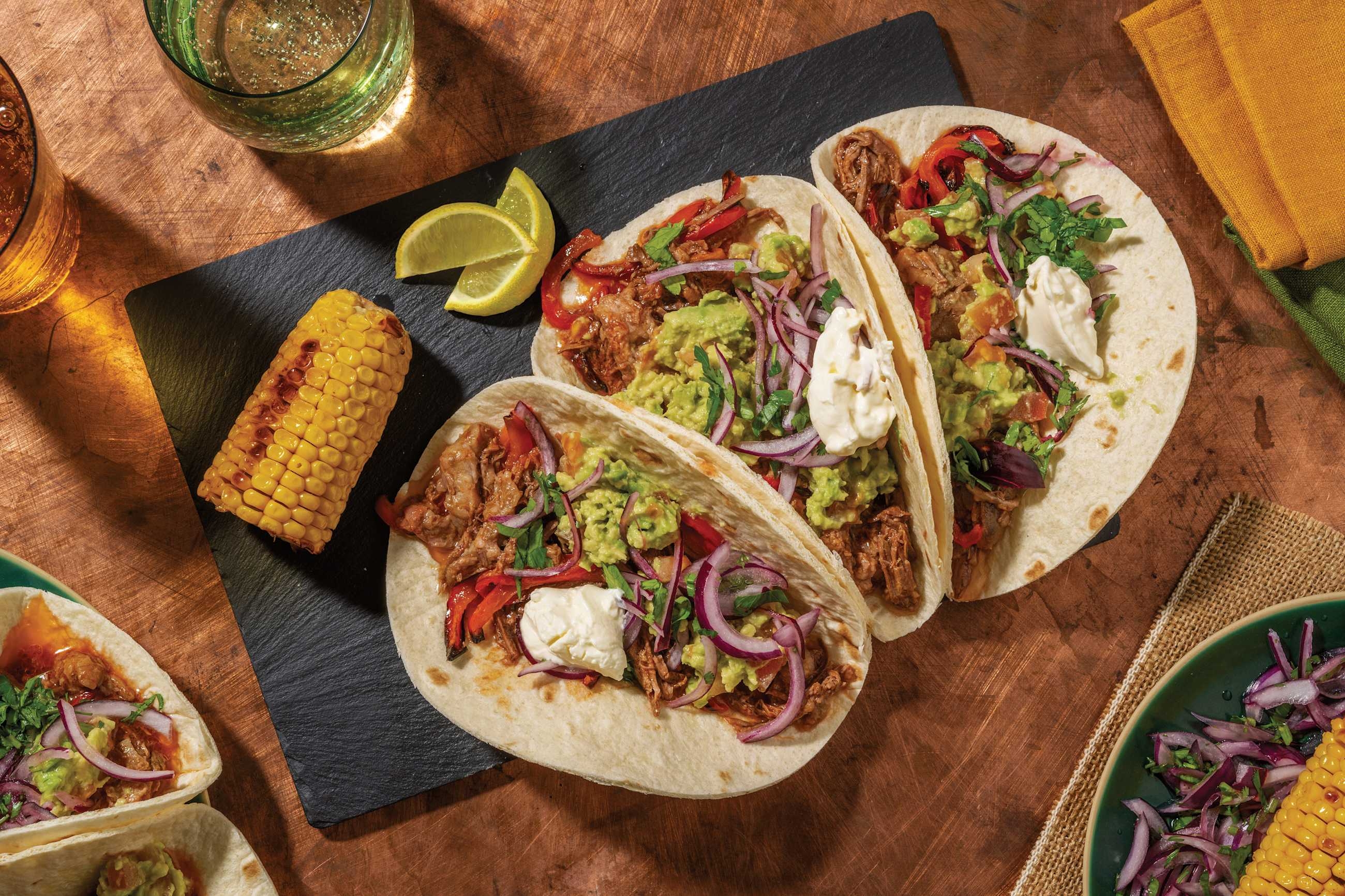 Birria-Style Pulled Beef Brisket Tacos