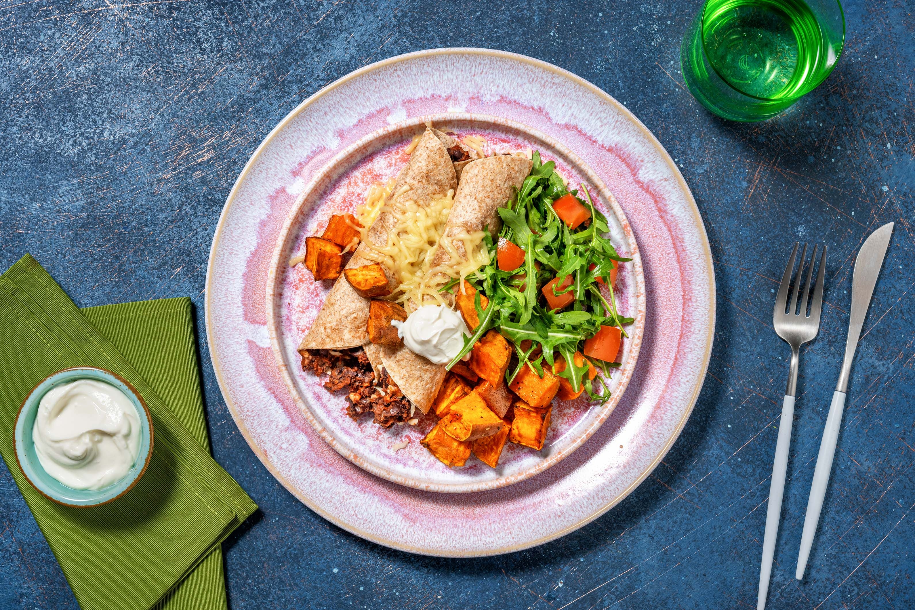 'Black Hole' Flautas and Roasted Sweet Potatoes