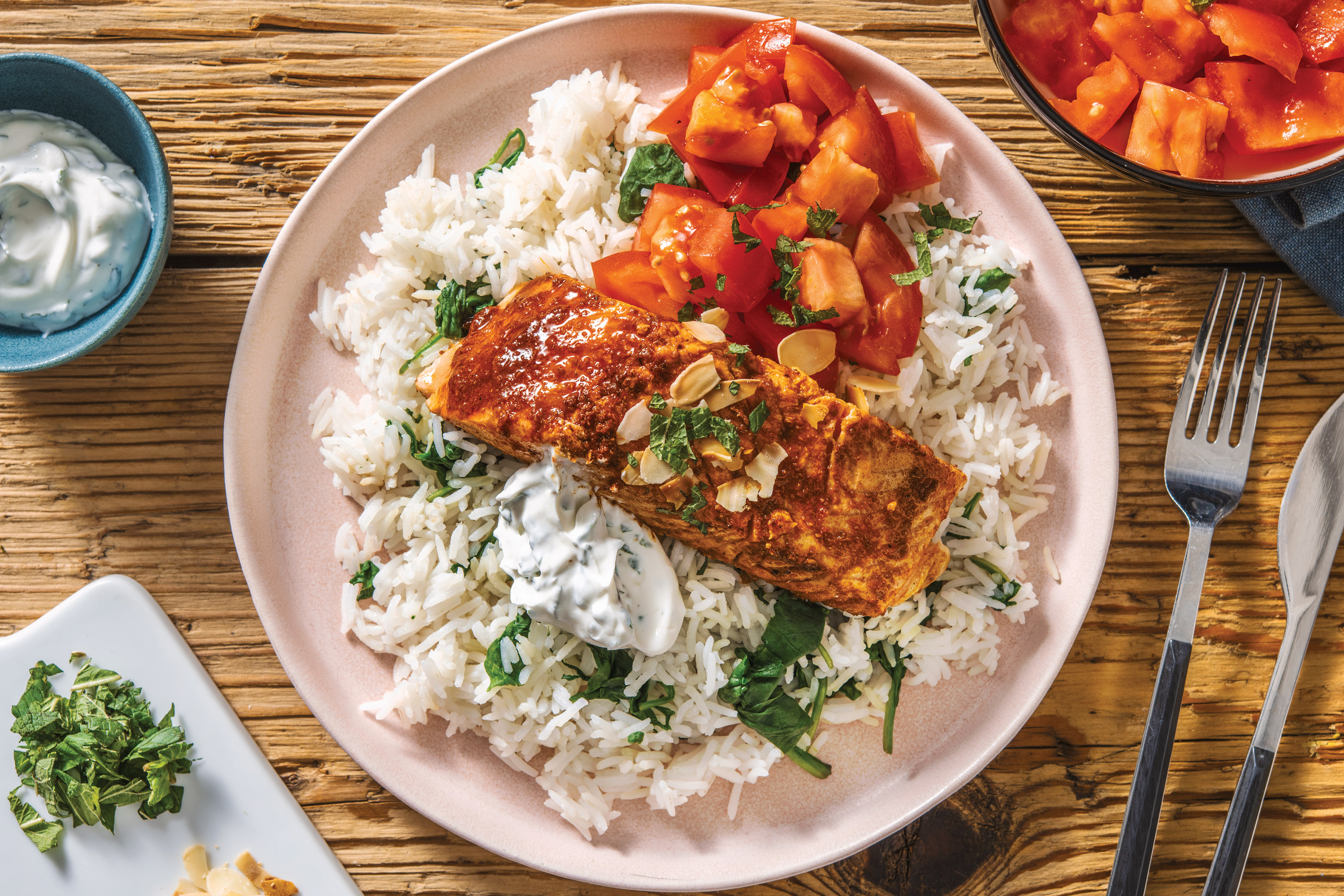 Blackened Salmon Tikka & Garlic Rice