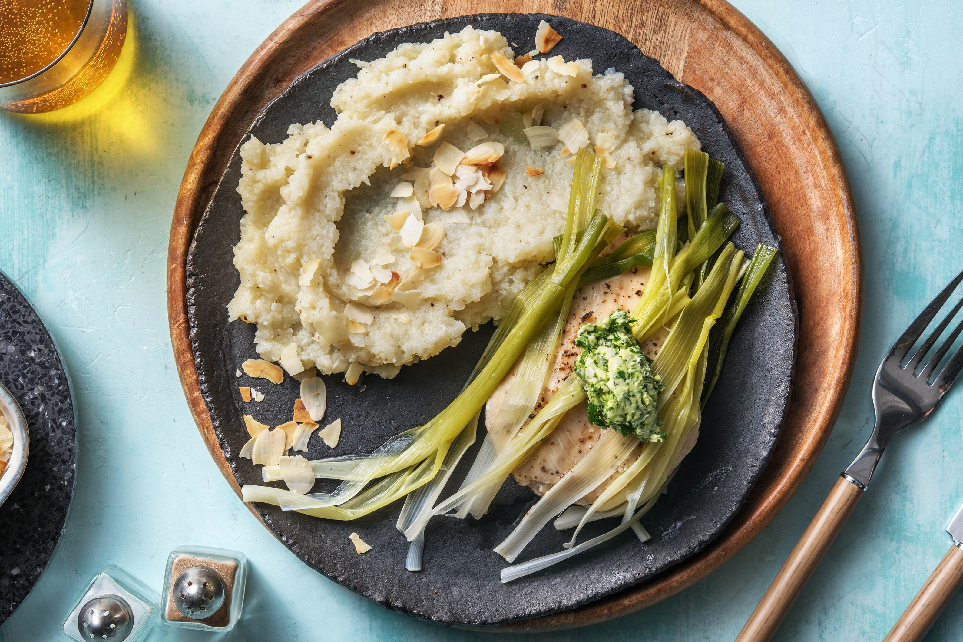 Blumenkohlpüree mit Hähnchenbrust