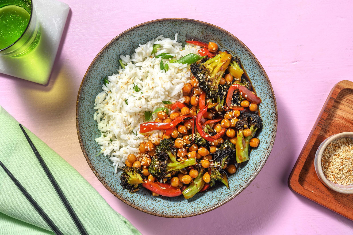 Hoisin-Sesame Chickpea Bowls